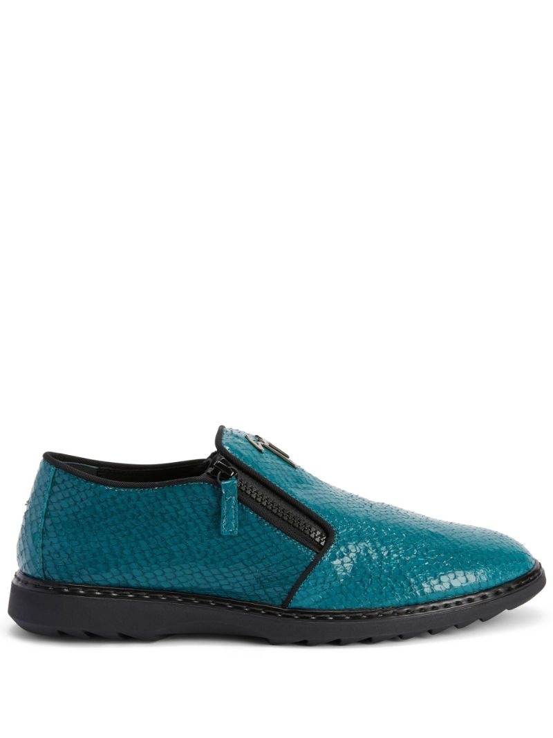 snake-skin effect leather loafers - 1