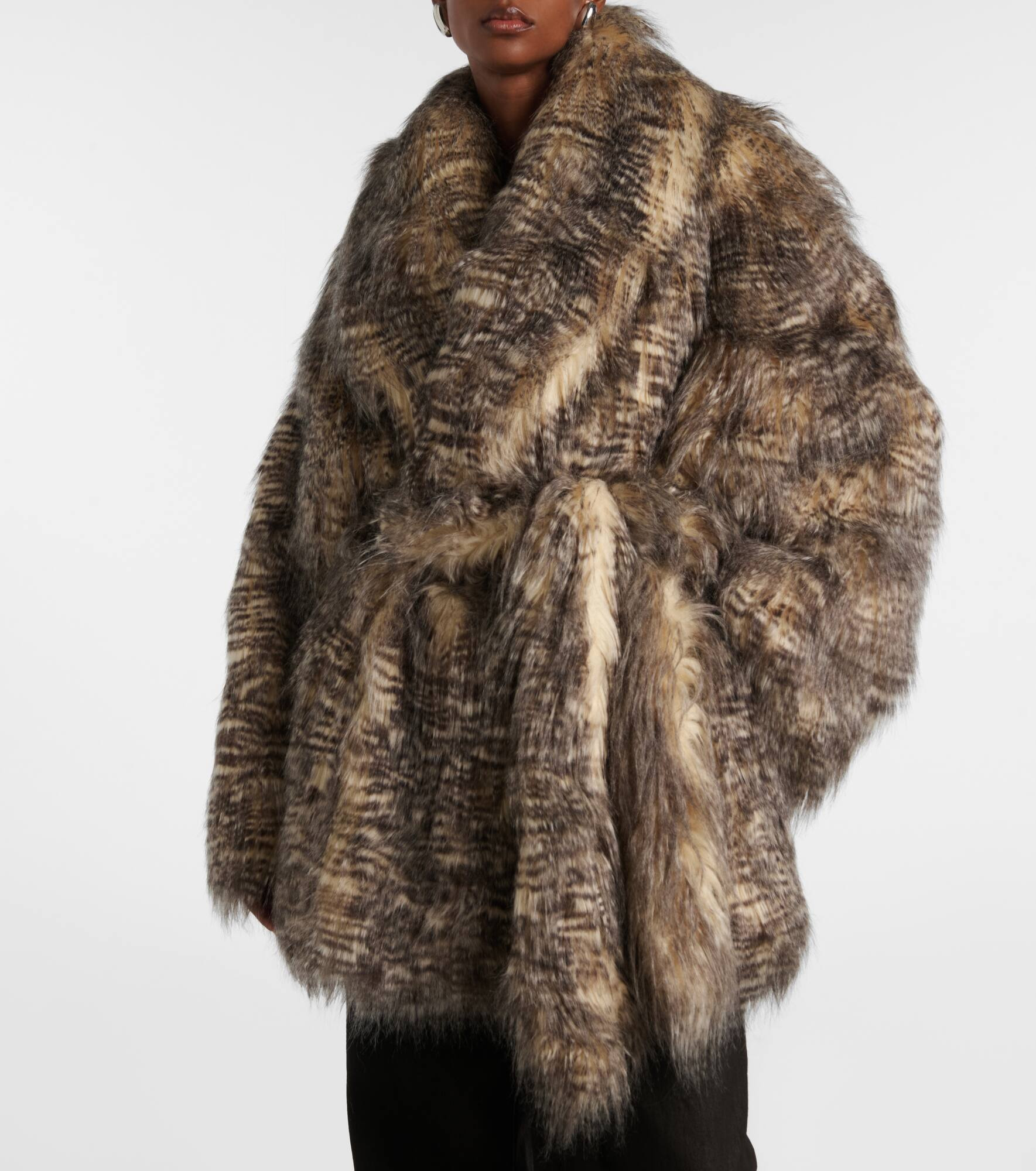 Juno animal-print belted coat - 5