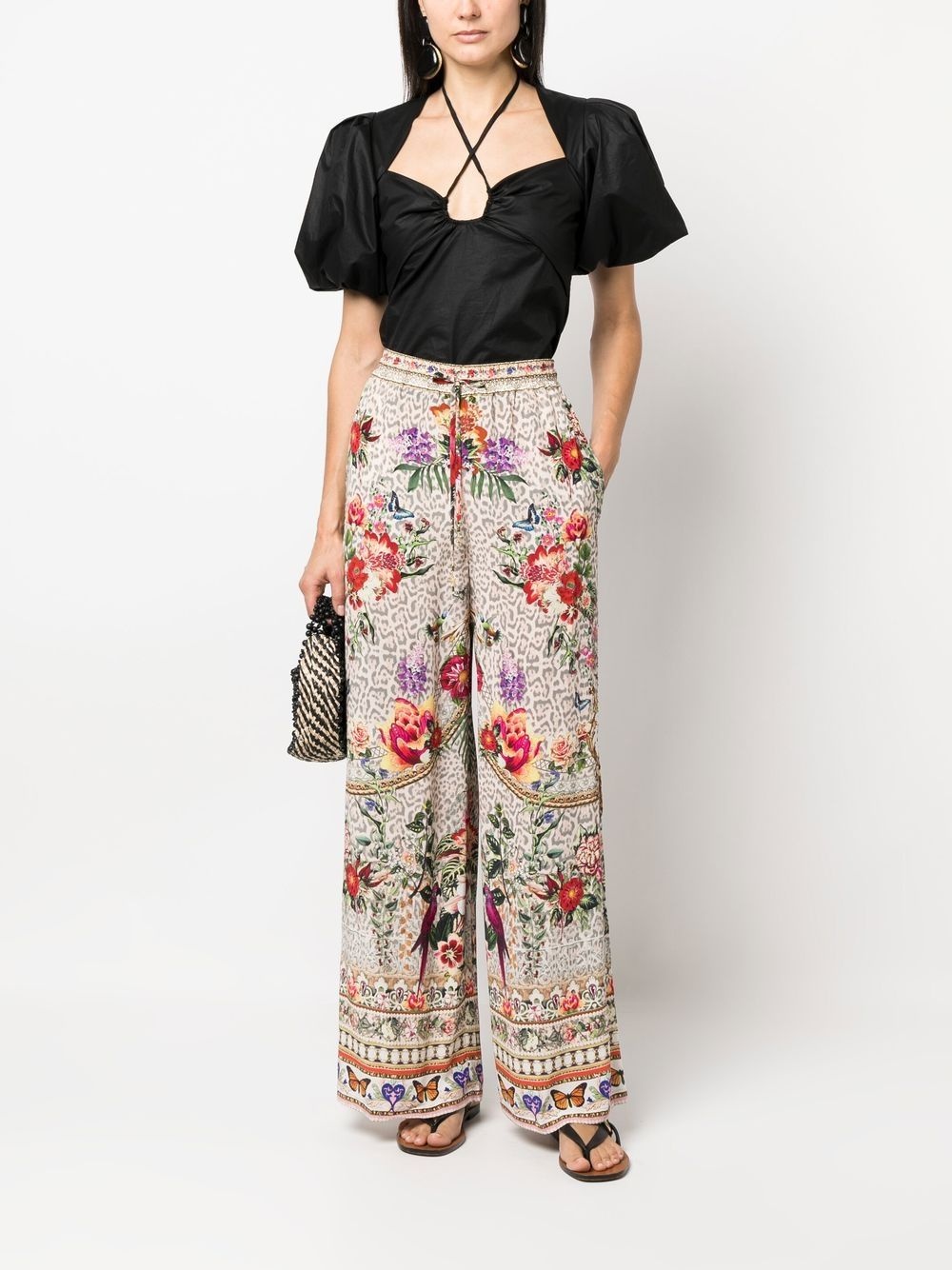 flared floral-print trousers - 2