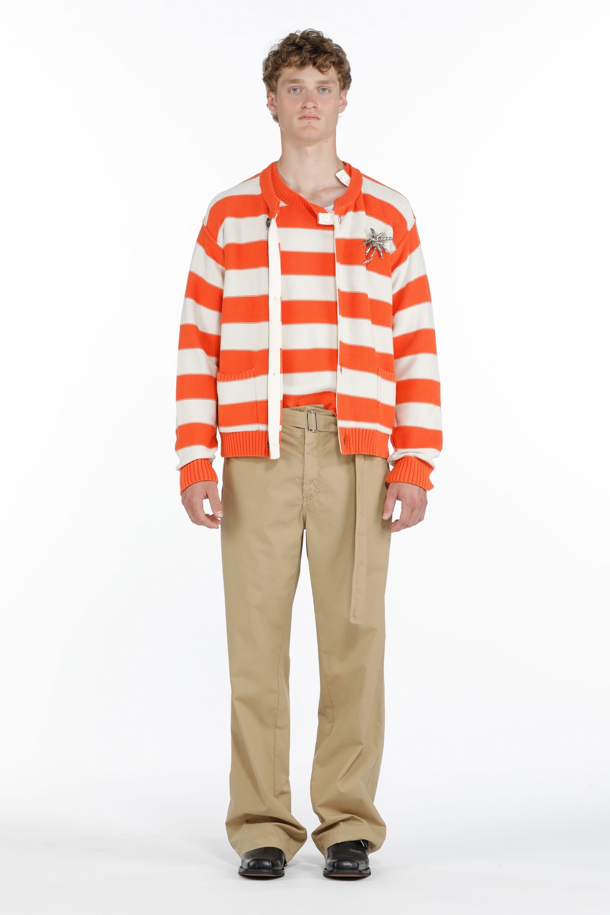 BELTED STRAIGHT-LEG COTTON TROUSERS - 4