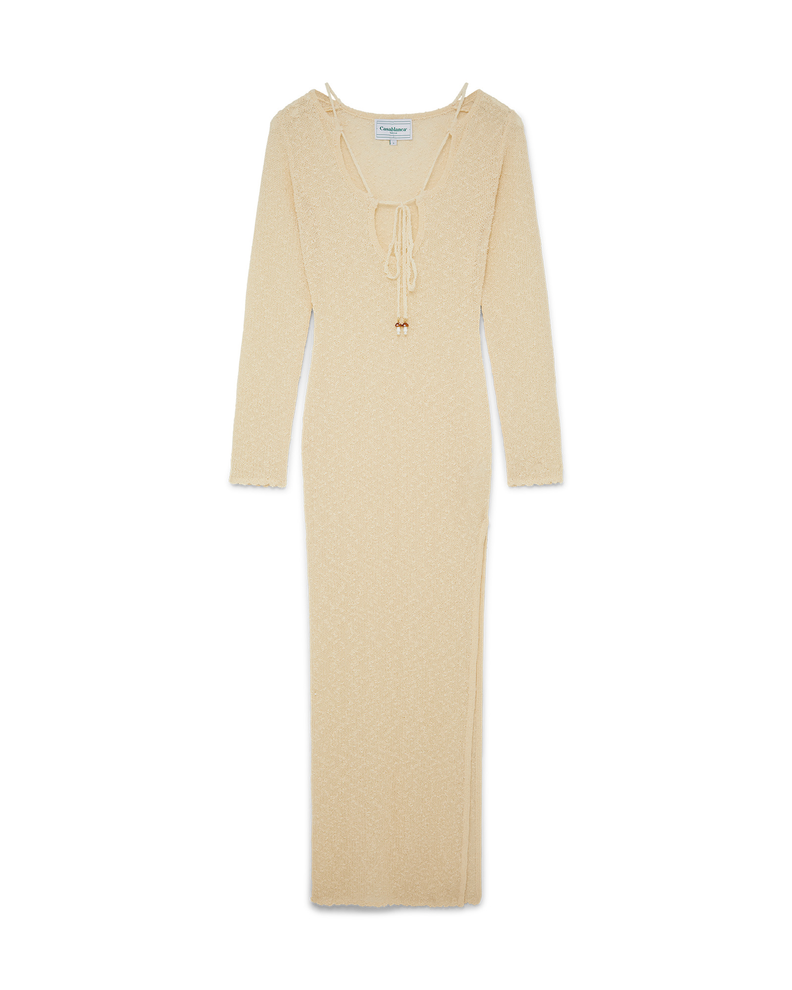 Cut Out Boucle Sheer Dress - 1