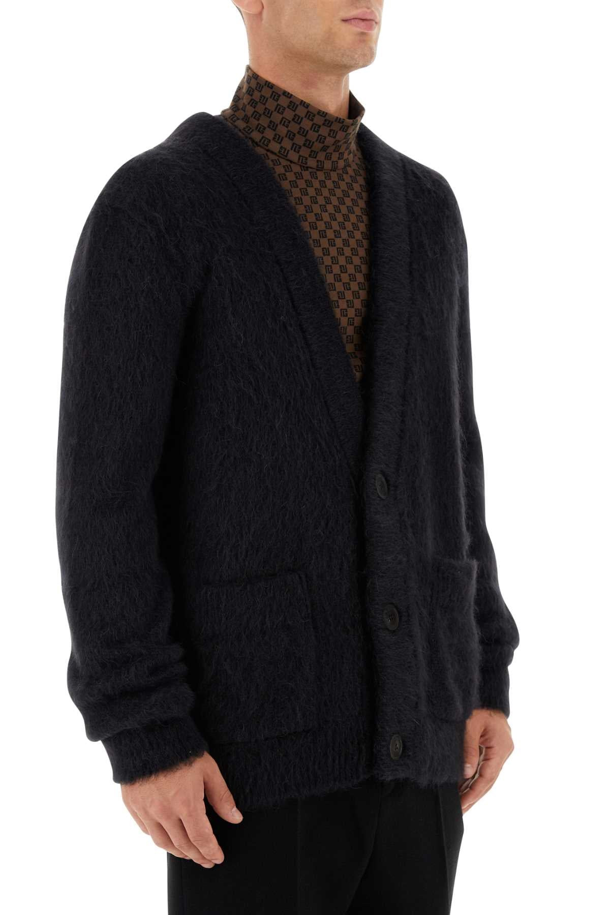Balmain Men Black Mohair Blend Cardigan - 3