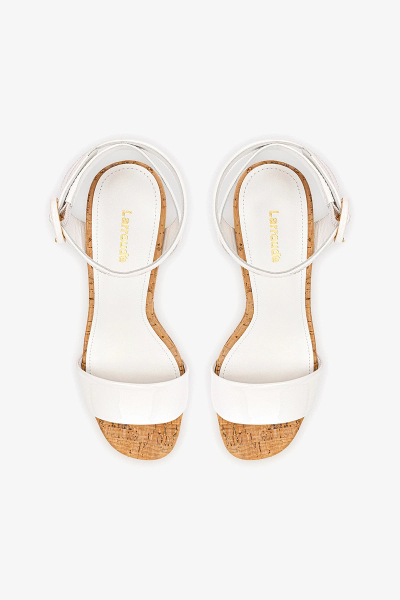 Dolly Sandal In White Patent Leather and Natural Cork 5
