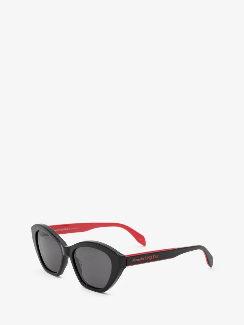 Selvedge Cat-eye Sunglasses in Black/red - 3