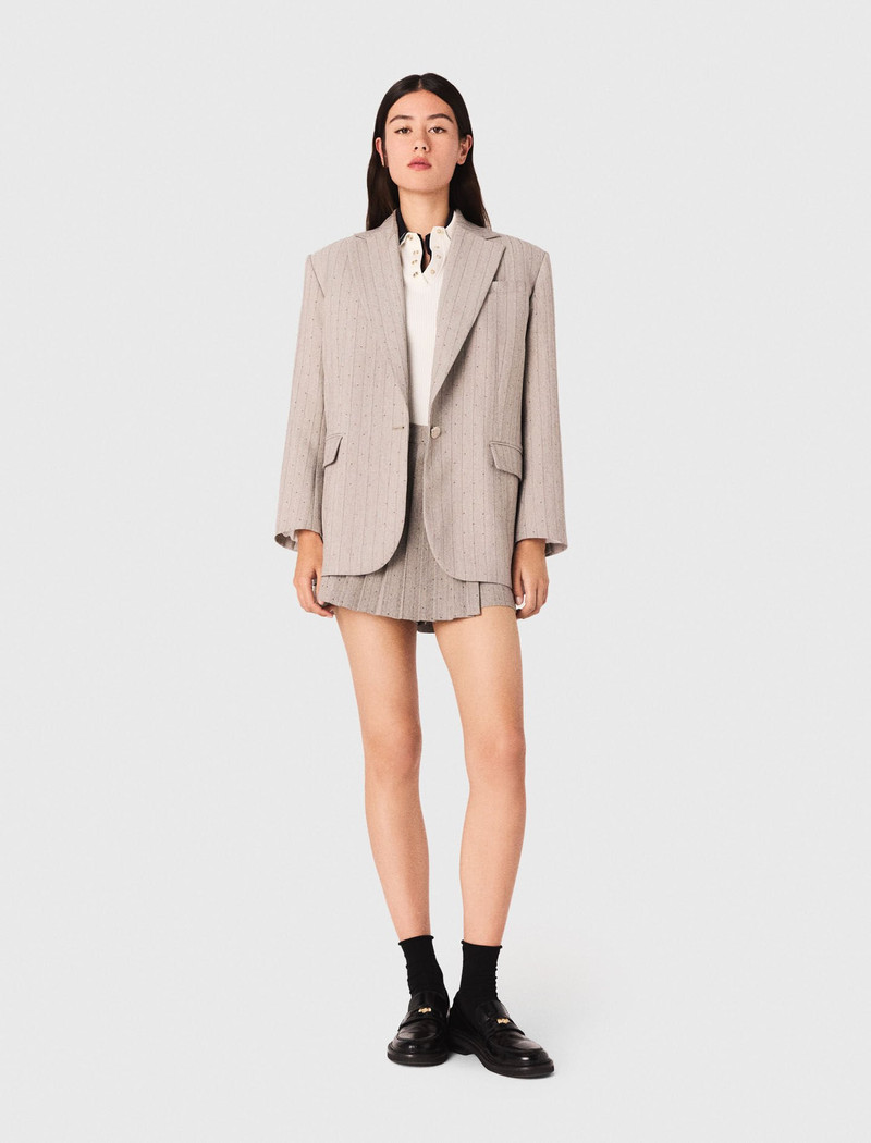 maje Rhinestone striped suit blazer outlook