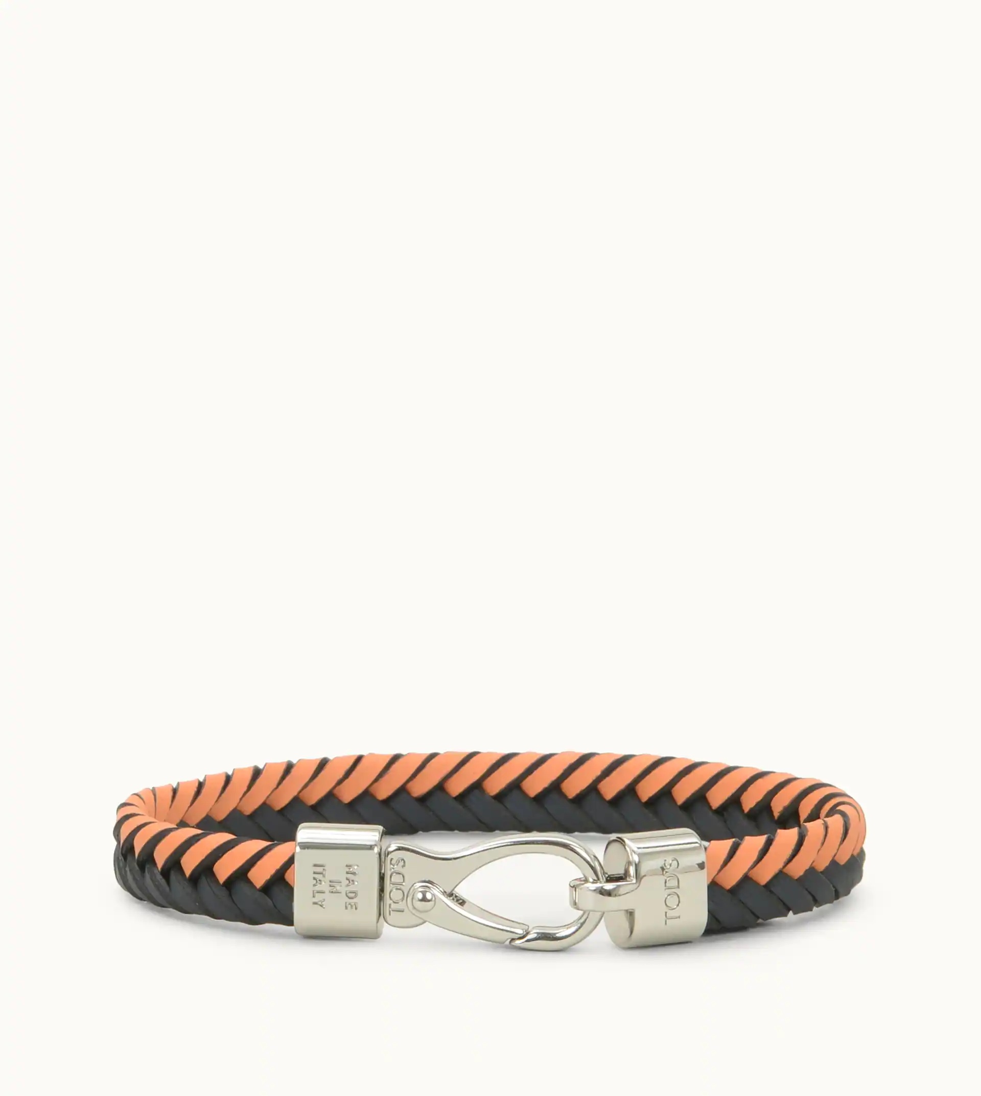 BRACELET IN LEATHER - BLACK, ORANGE - 1