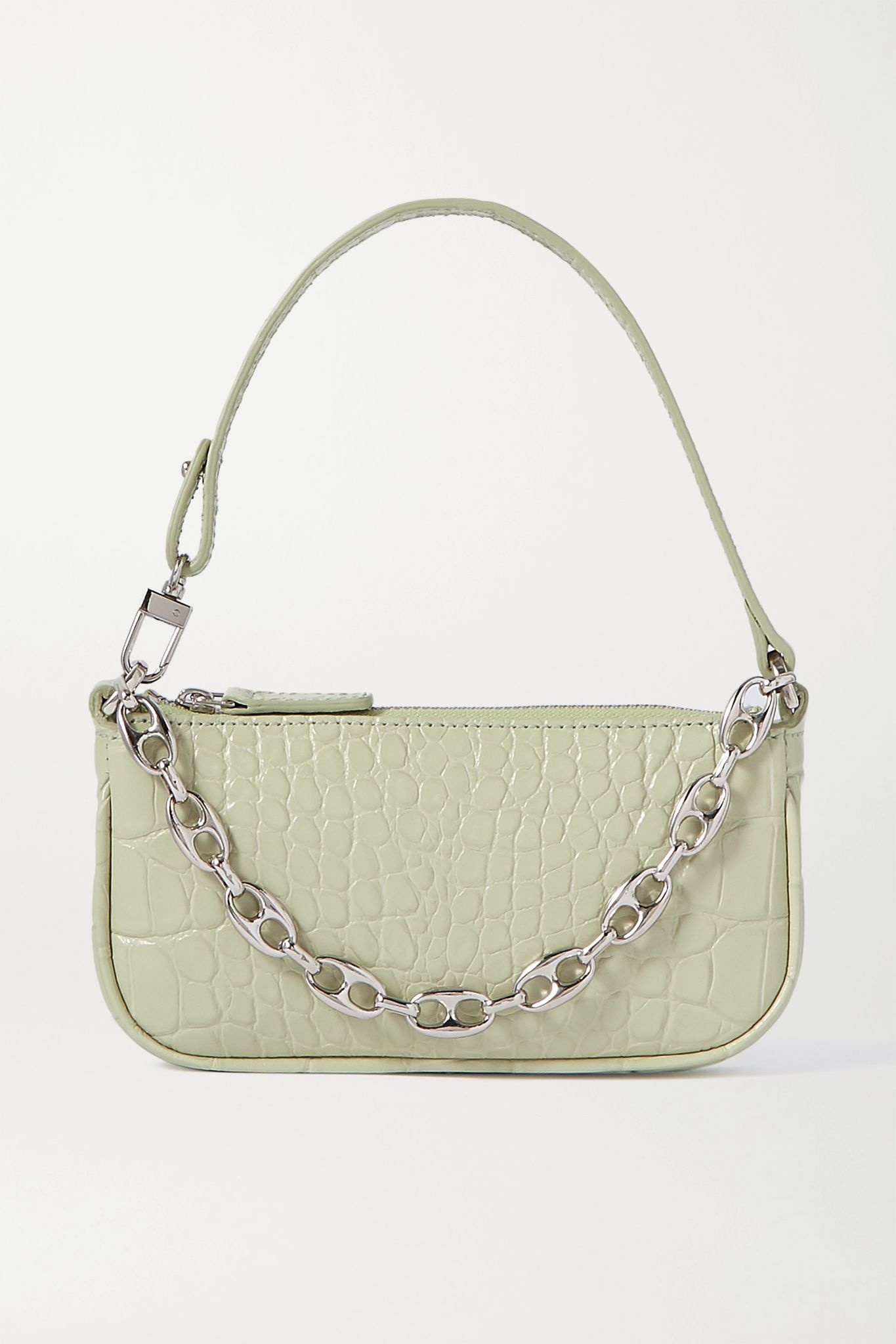 Rachel mini chain-embellished croc-effect leather tote - 1