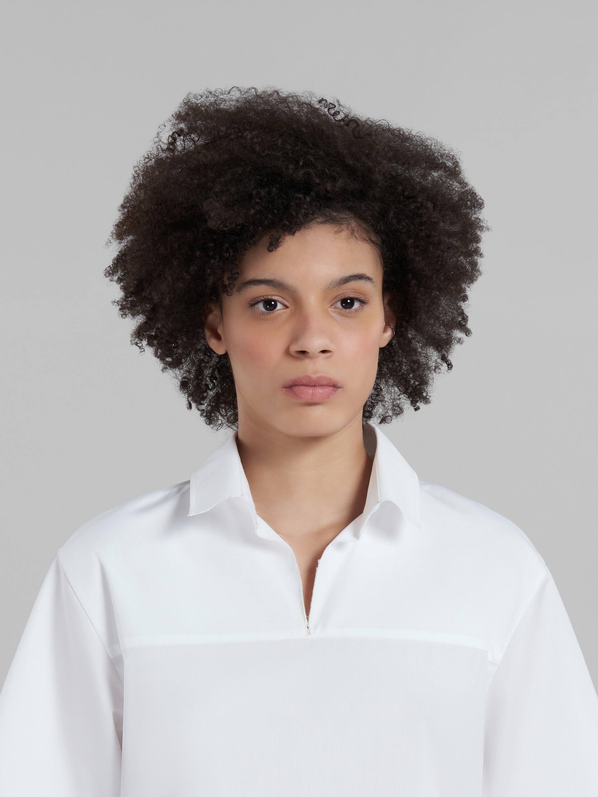 WHITE BIO POPLIN BLOUSE WITH POLO BACK - 4