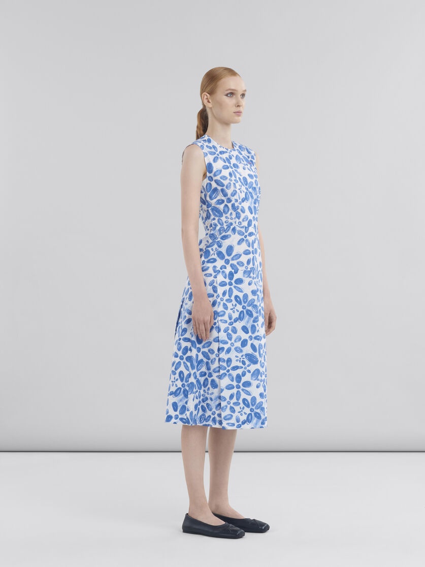 WHITE POPLIN A-LINE DRESS WITH BLOOMING PRINT - 6