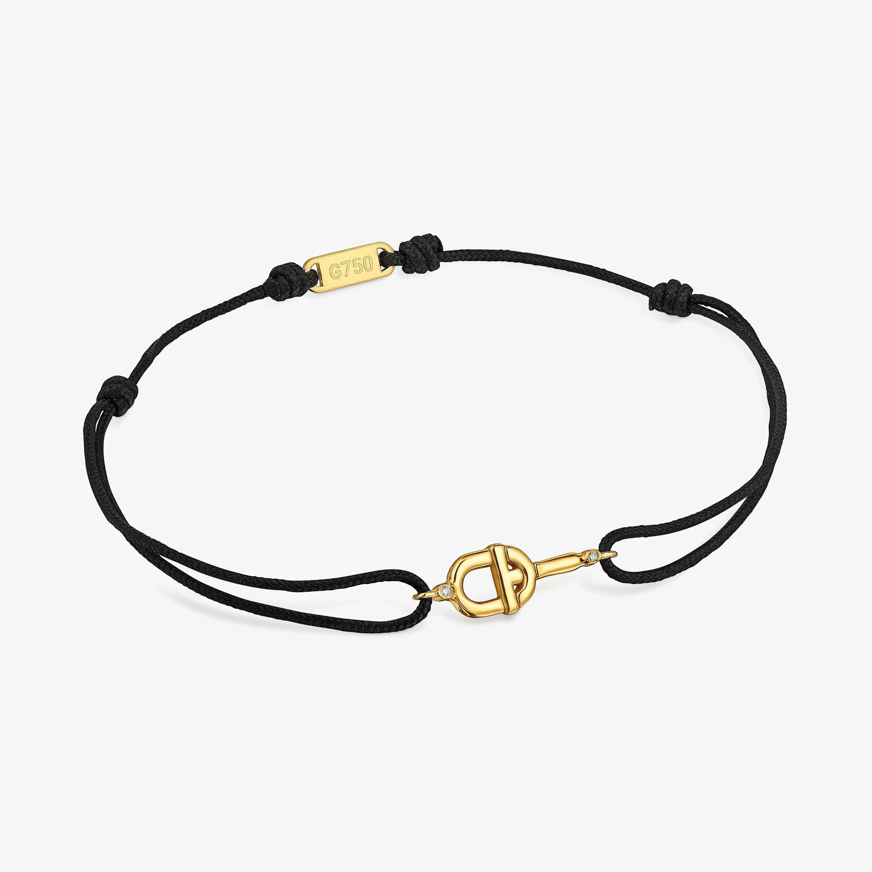 18K solid gold TOUS MANIFEST Bracelet with diamonds and black nylon - 1
