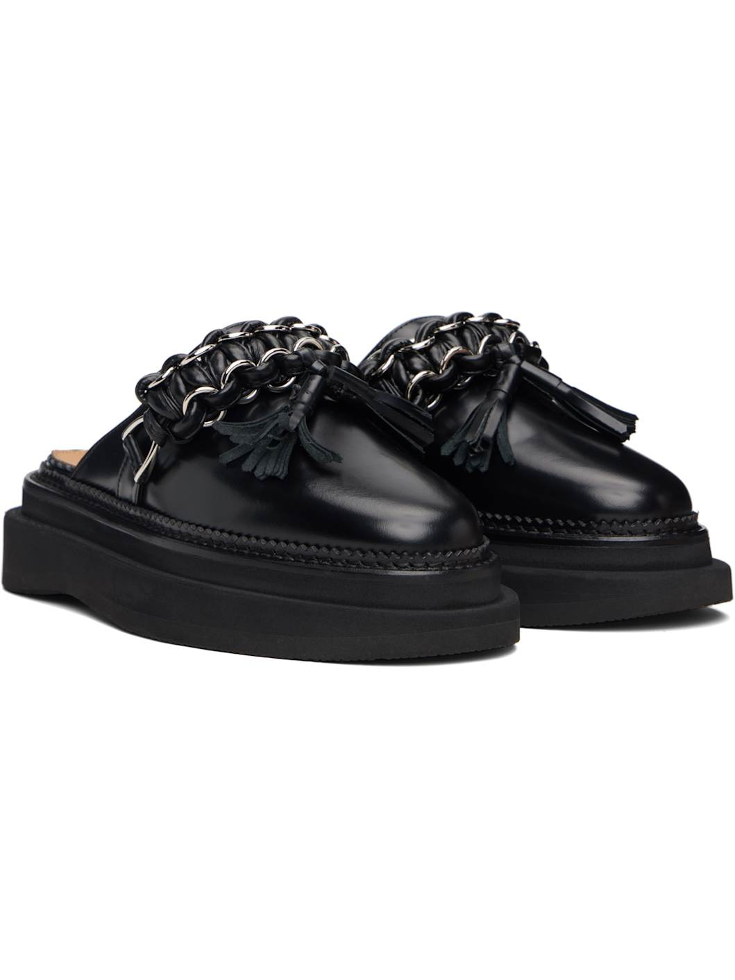 Black Leather Slip-on Loafers - 4
