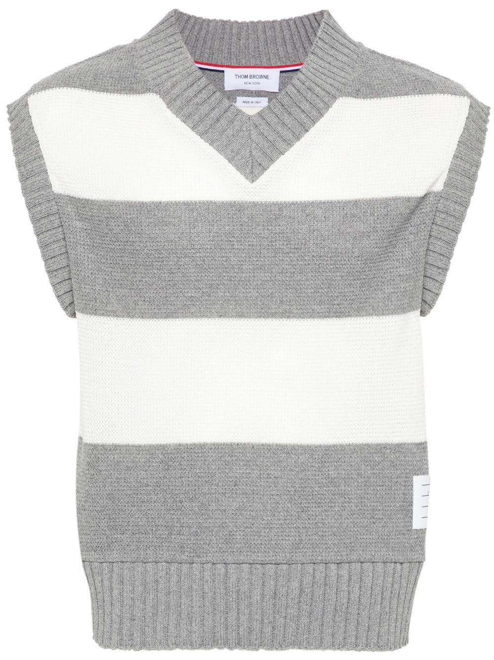 striped open-knit vest - 1
