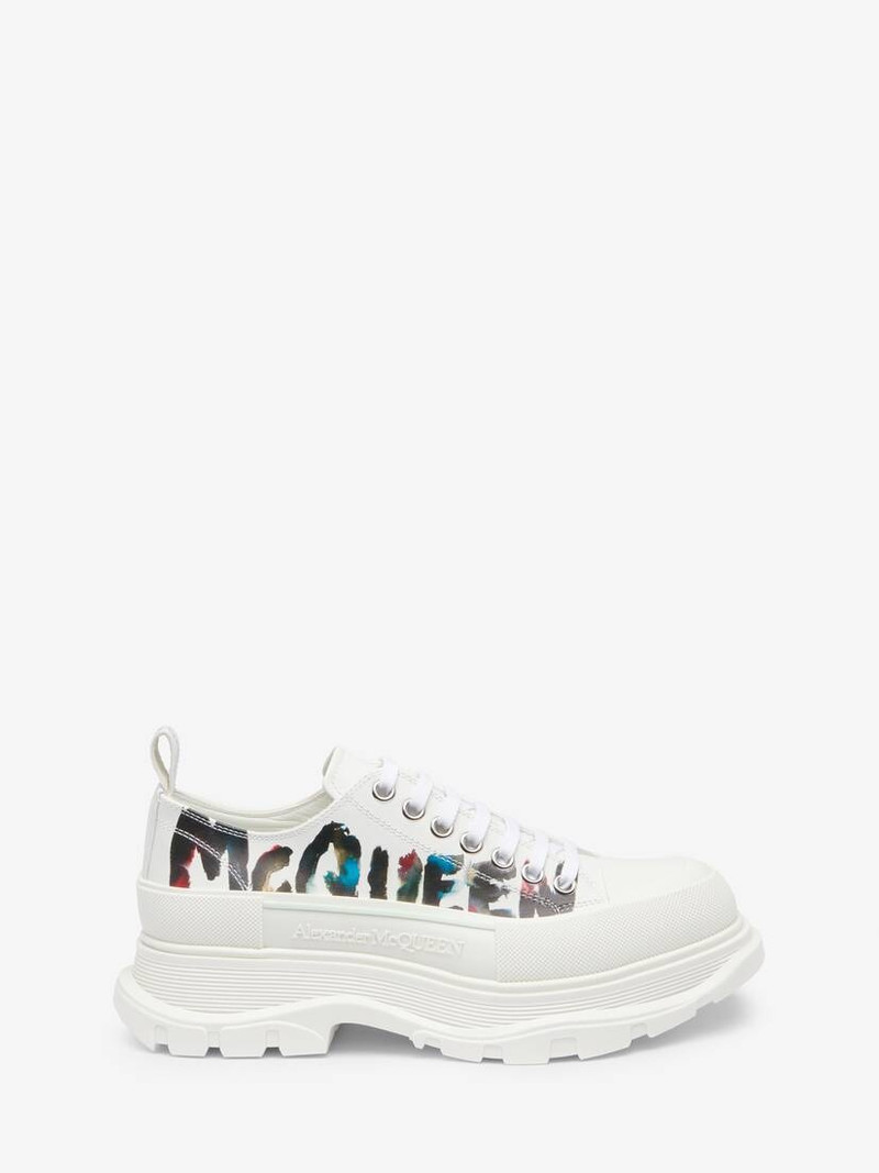 Men's McQueen Graffiti Tread Slick Lace-up in White - 1