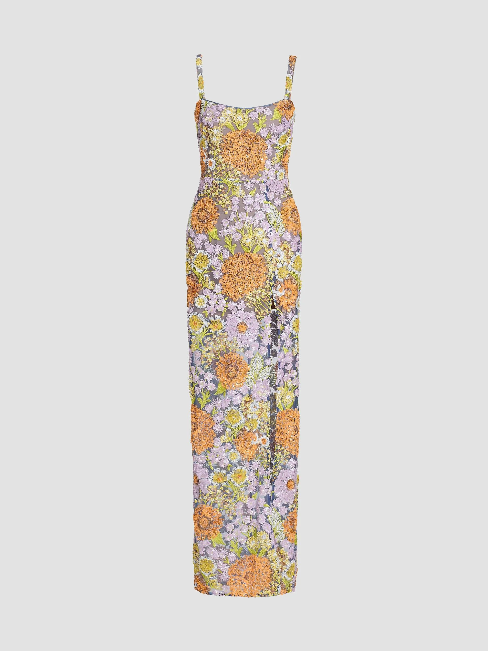 Women's Veronica Floral Appliqué Maxi Dress - Lilac Multi - 1