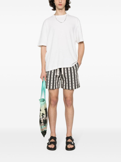 Palm Angels monogram-print striped shorts outlook