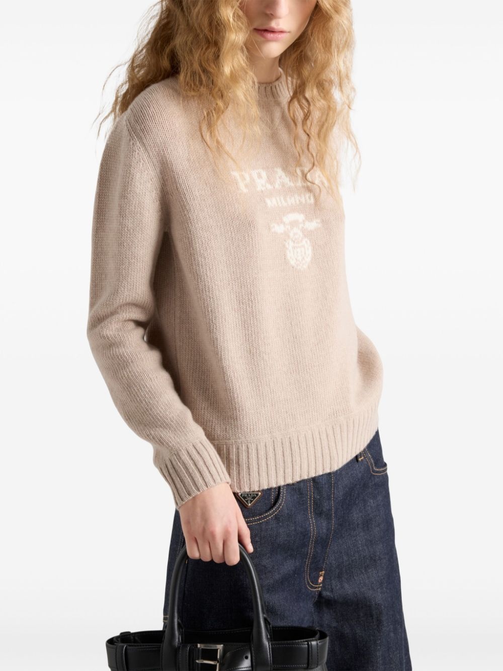 logo-jacquard crew-neck sweater - 4