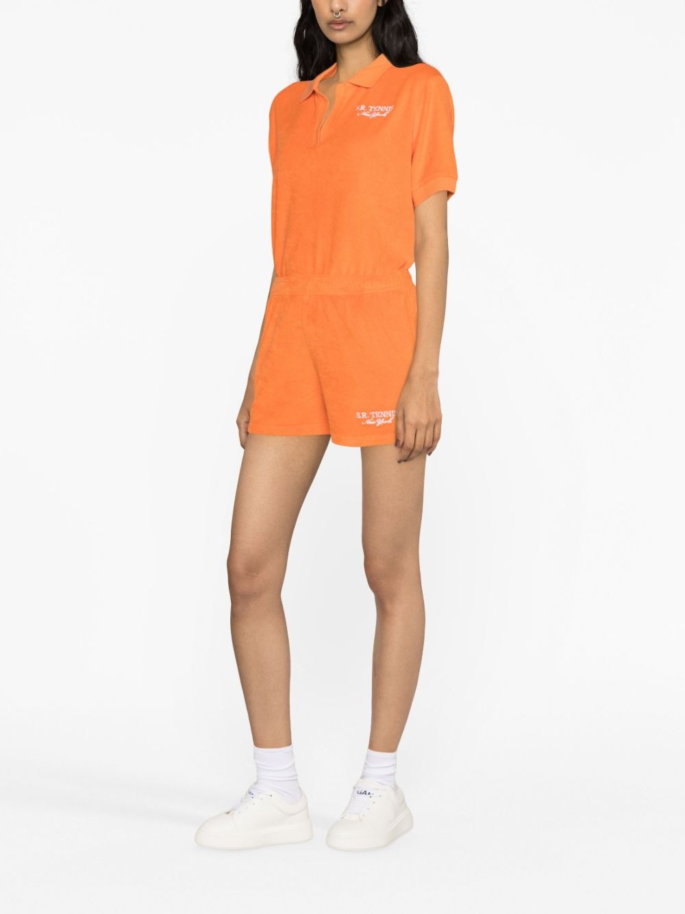 logo-embroidered cotton shorts - 4