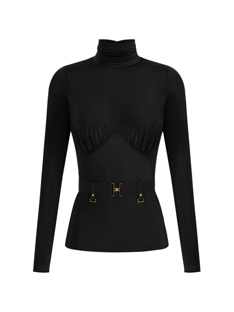 gathered-detail belt top 1