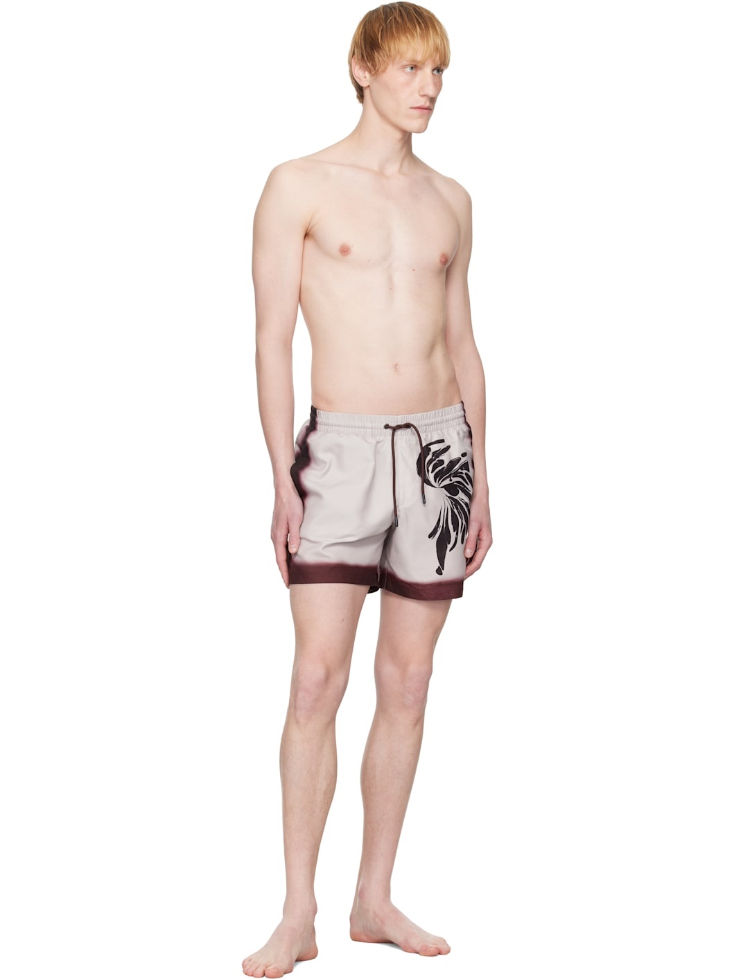 Burgundy Printed Swim Shorts - 4