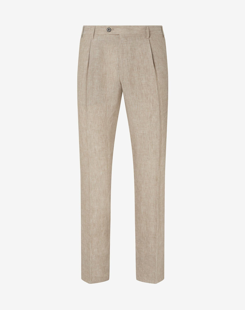 Single-dart beige trousers made from pure linen chambray 1