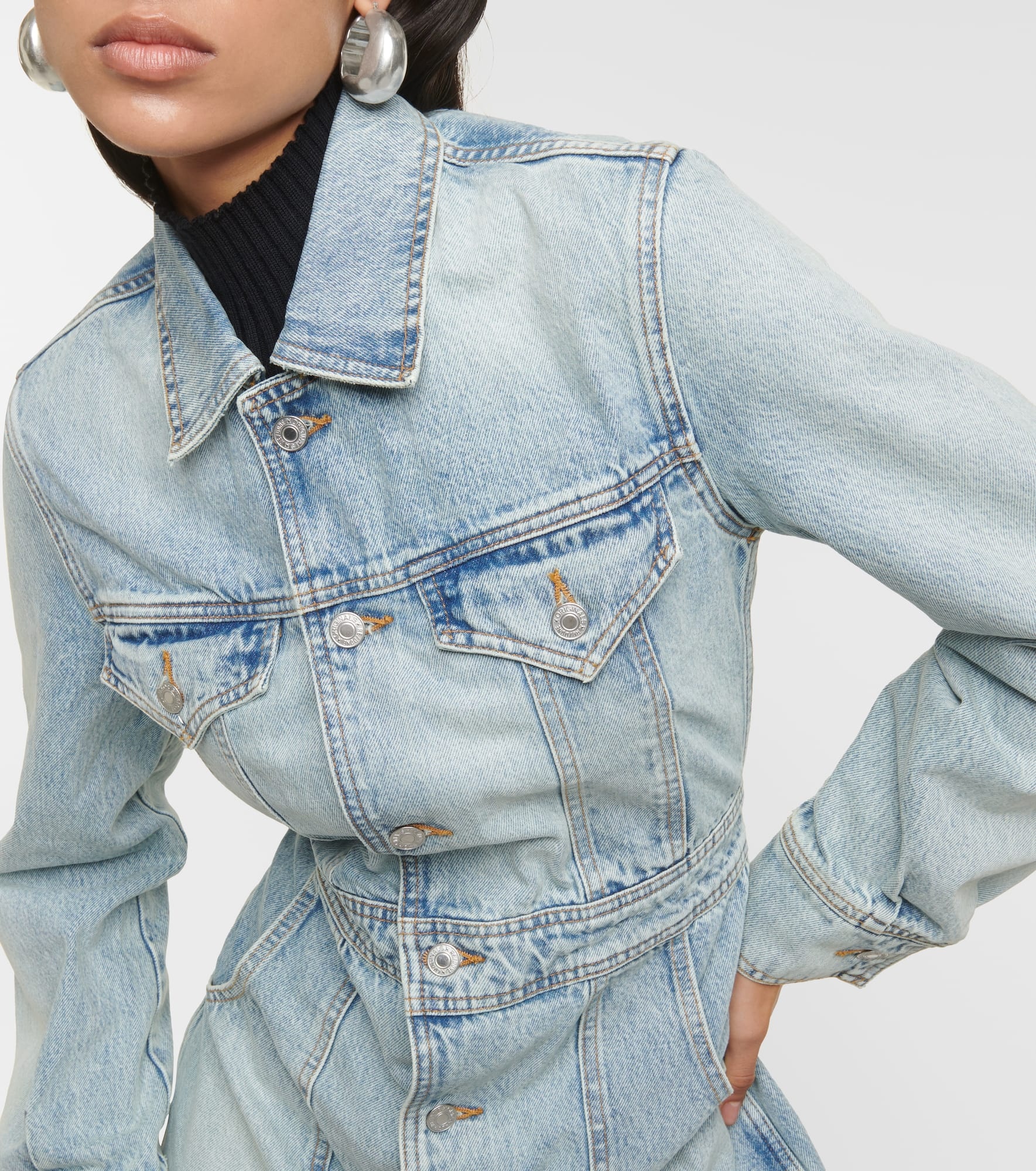 Trucker cotton denim minidress - 4
