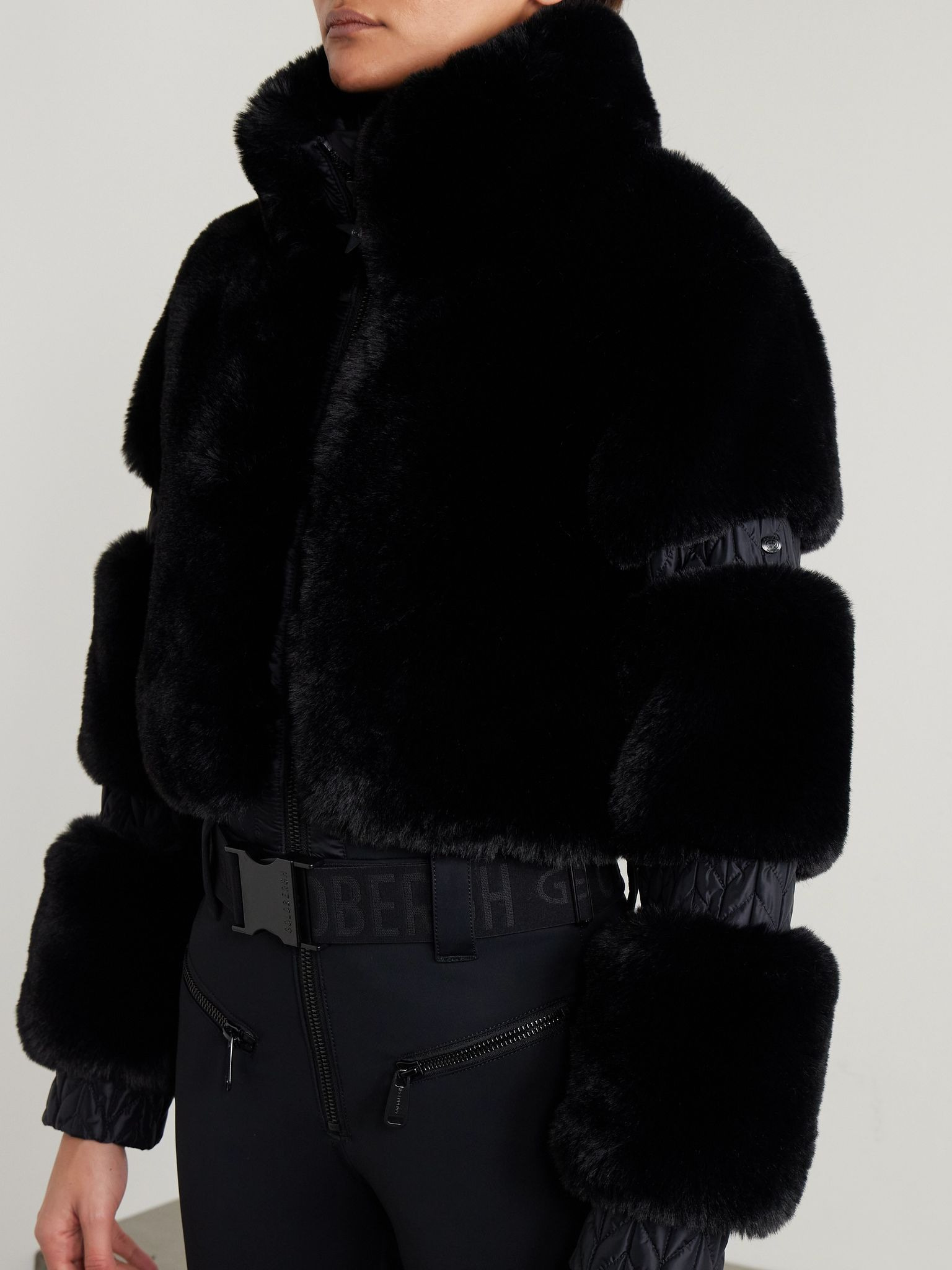 Lieke belted faux-fur ski suit Black - 3