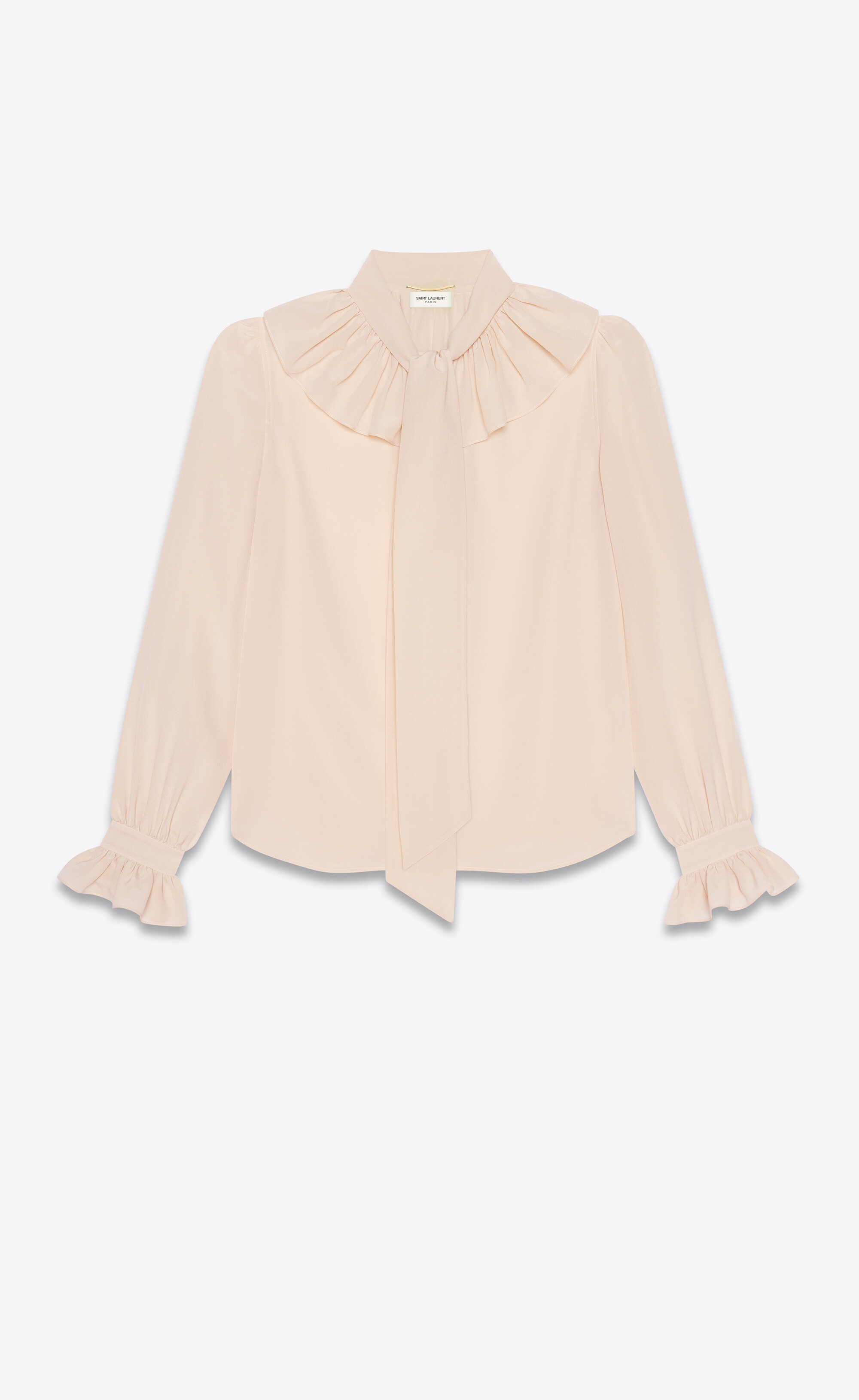 lavallière-neck ruffled blouse in crepe de chine - 2