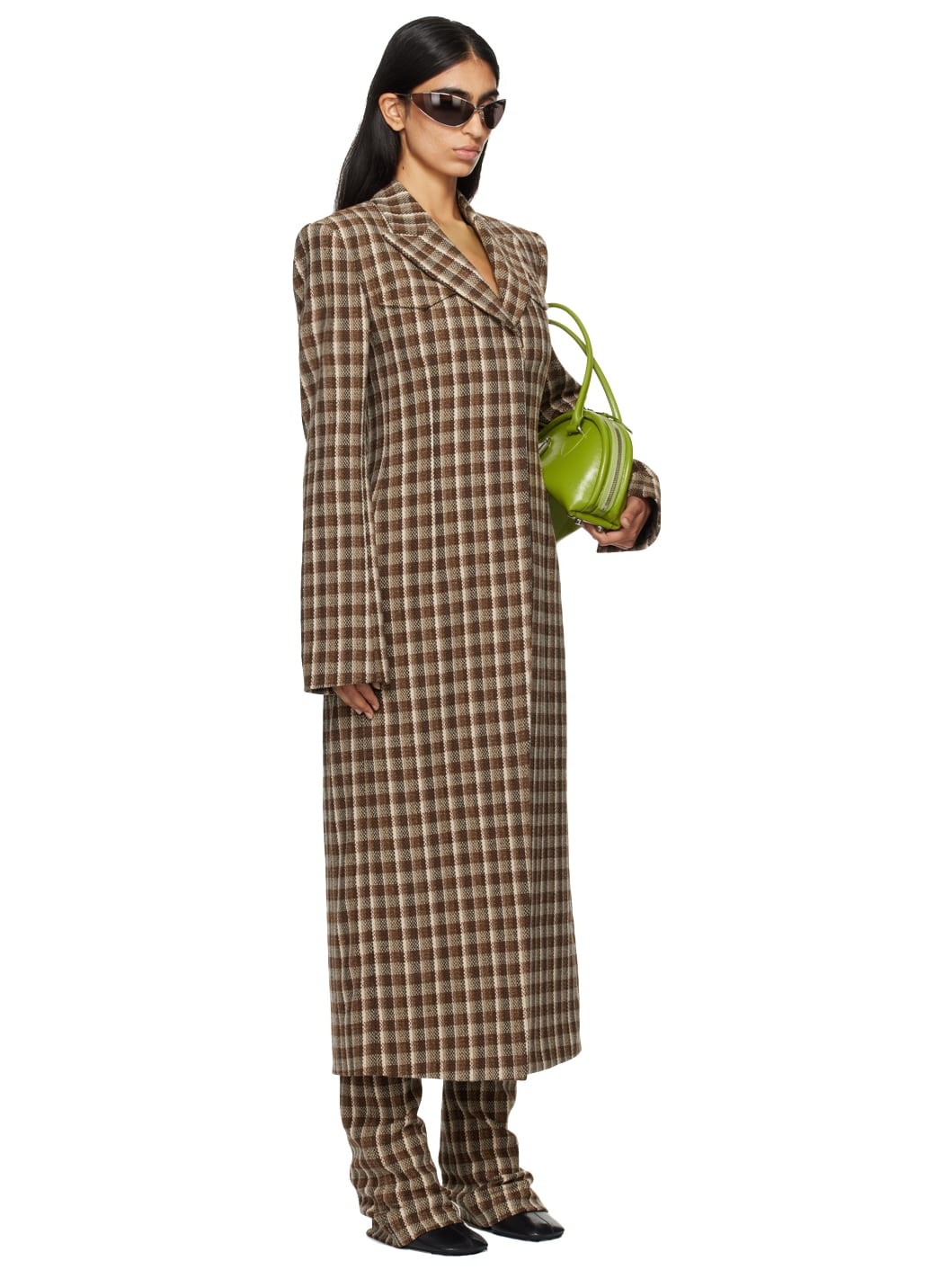 Beige & Brown Single-Breasted Coat - 2