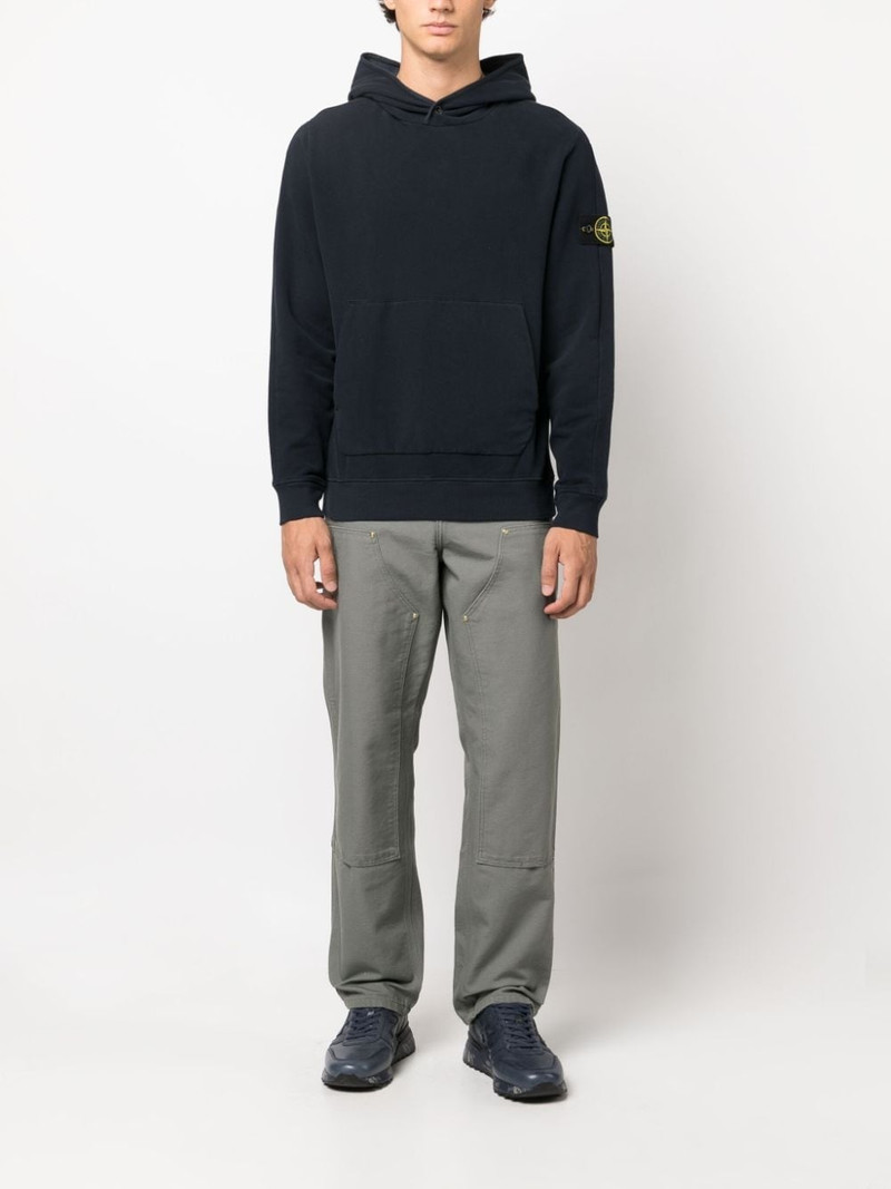 Stone Island Compass-appliquÃ© cotton hoodie outlook