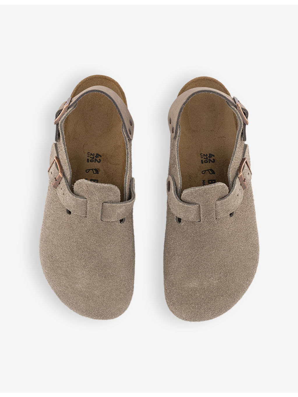 Tokio logo-embossed flat suede clogs - 2