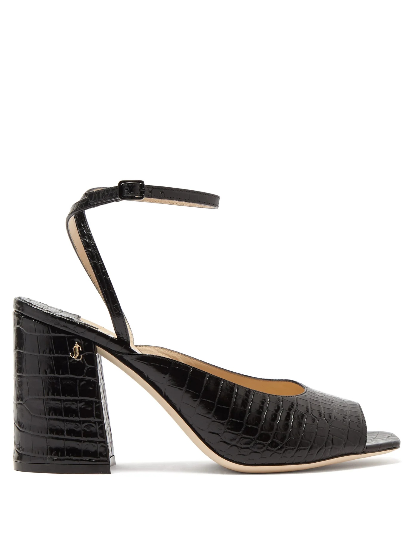 Jassidy peep-toe crocodile-effect leather sandals - 1