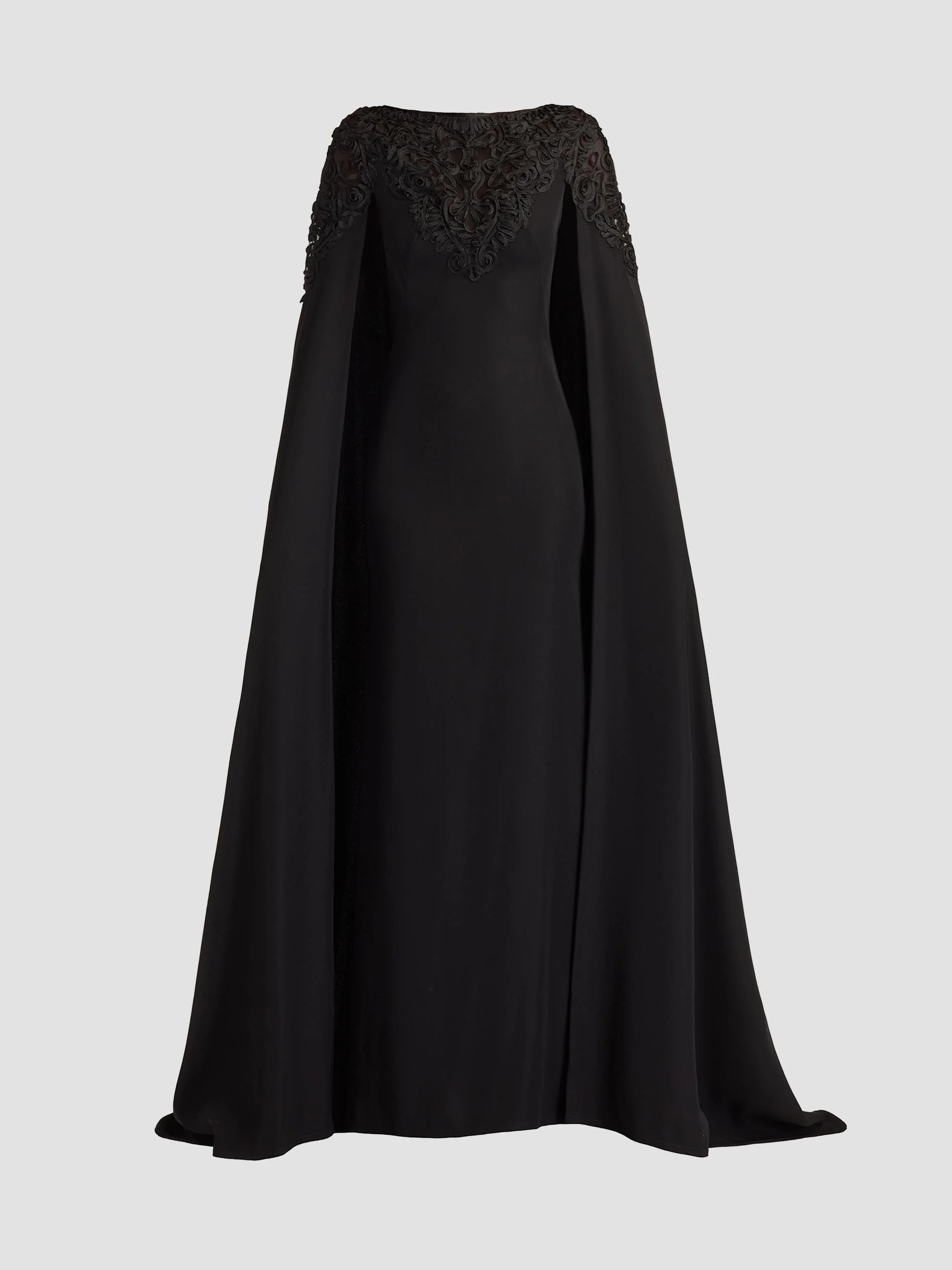 Women's Massaro Embroidered Cape Gown - Black - 1