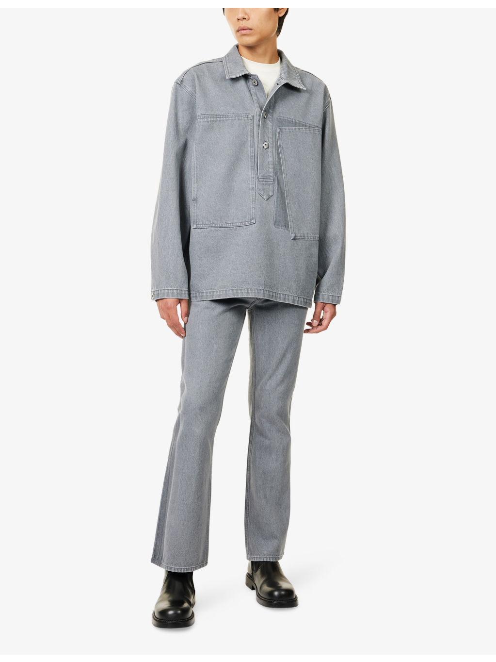 Faded-Wash Bootcut-Leg Denim Jeans - 2