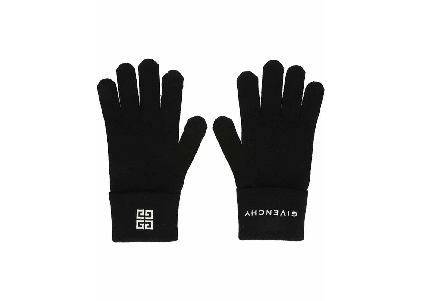 Givenchy Embroidered Logo Gloves Black/White - 4