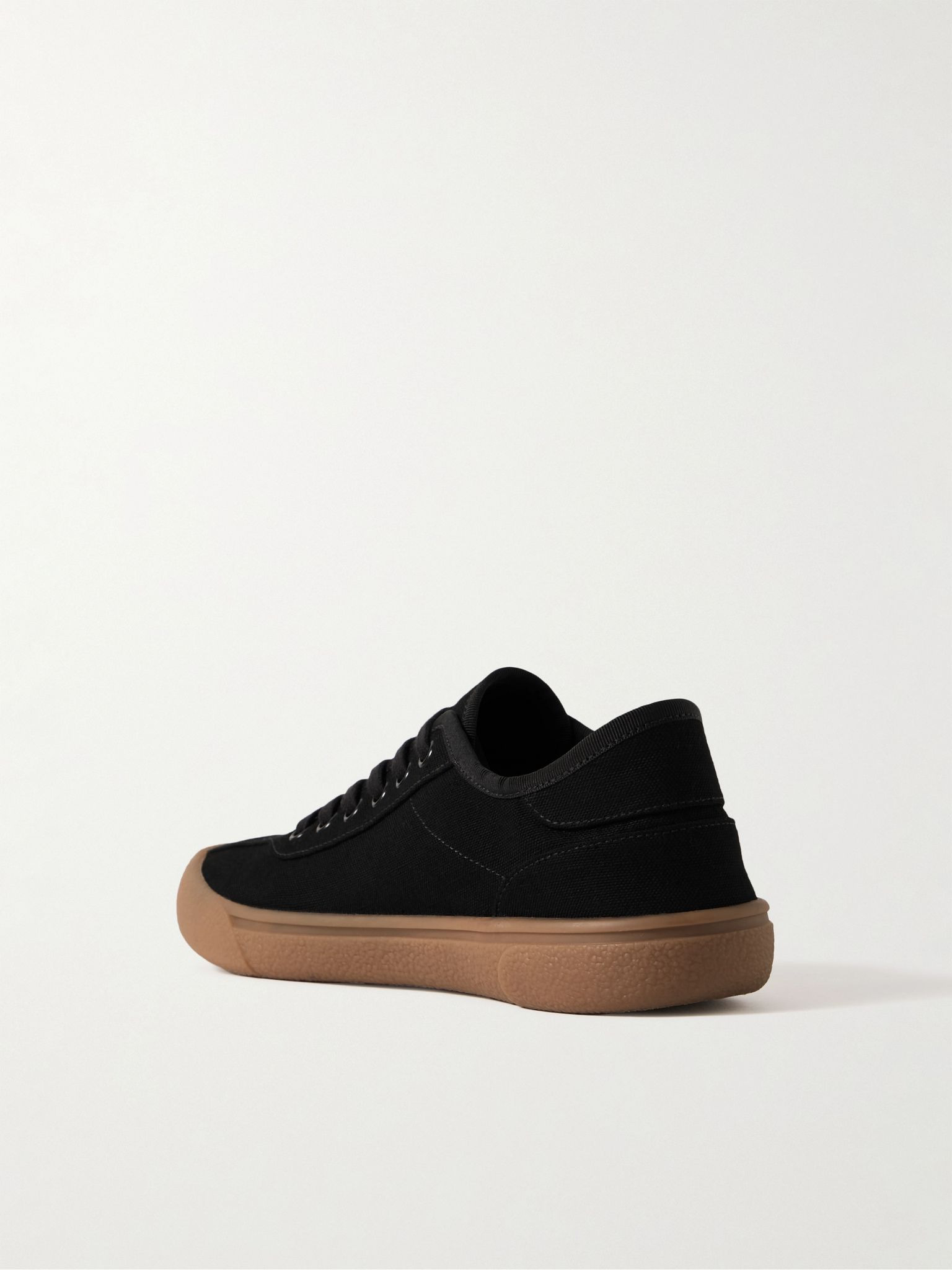 Grosgrain-Trimmed Canvas Sneakers Black - 4