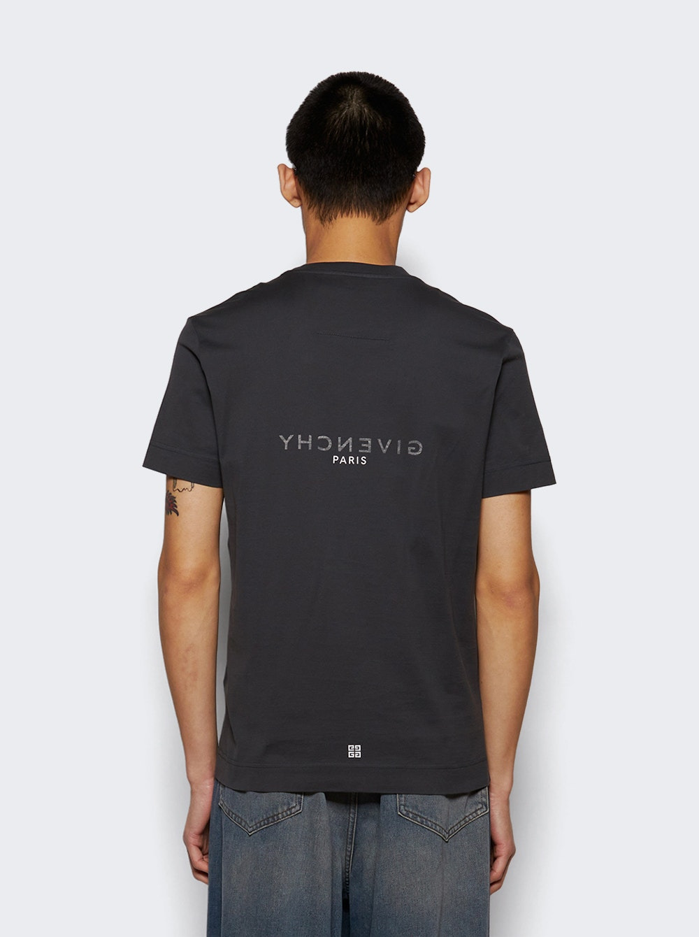 Slim Fit Reverse Print Tee Charcoal - 5