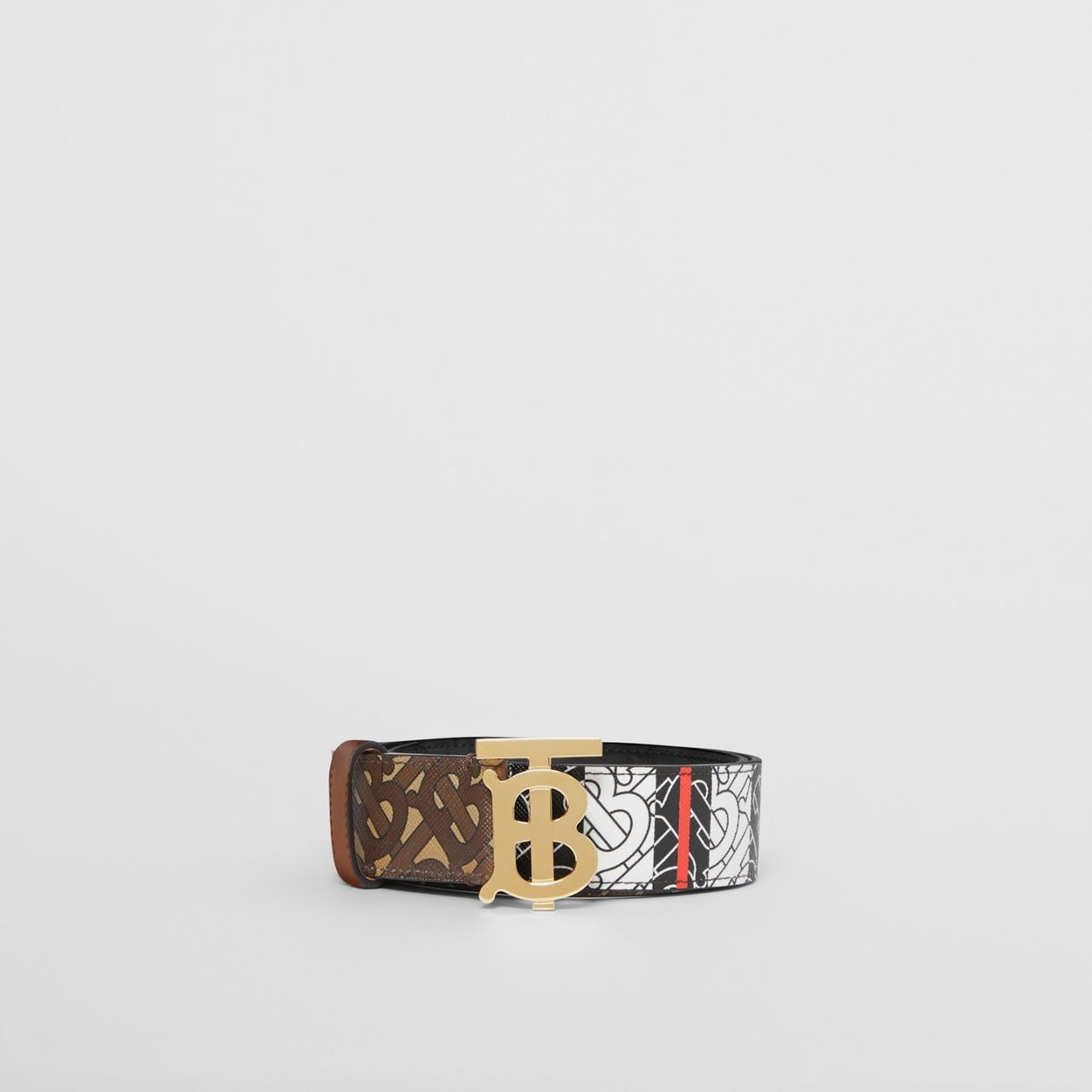Monogram Stripe and Leather Belt - 4