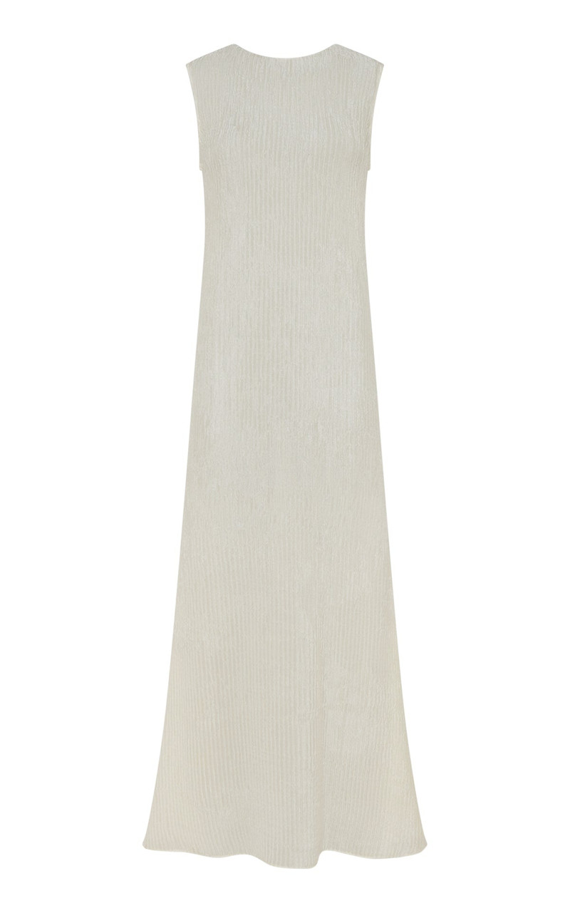 Carling Maxi Dress in Ivory Plisse Silk - 1