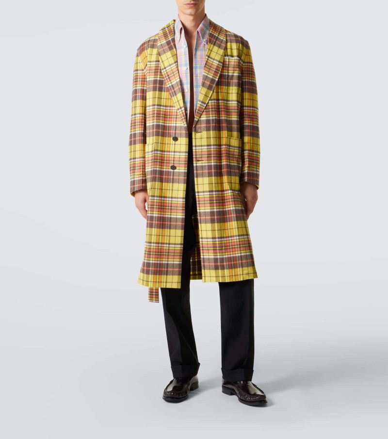 Prada Pinstripe pleated wool-blend straight pants outlook