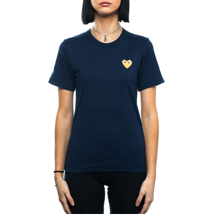 (WMNS) COMME des GARCONS PLAY Basic T-Shirt Gold Emblem 'Navy' AZ-T215-051-2 - 2
