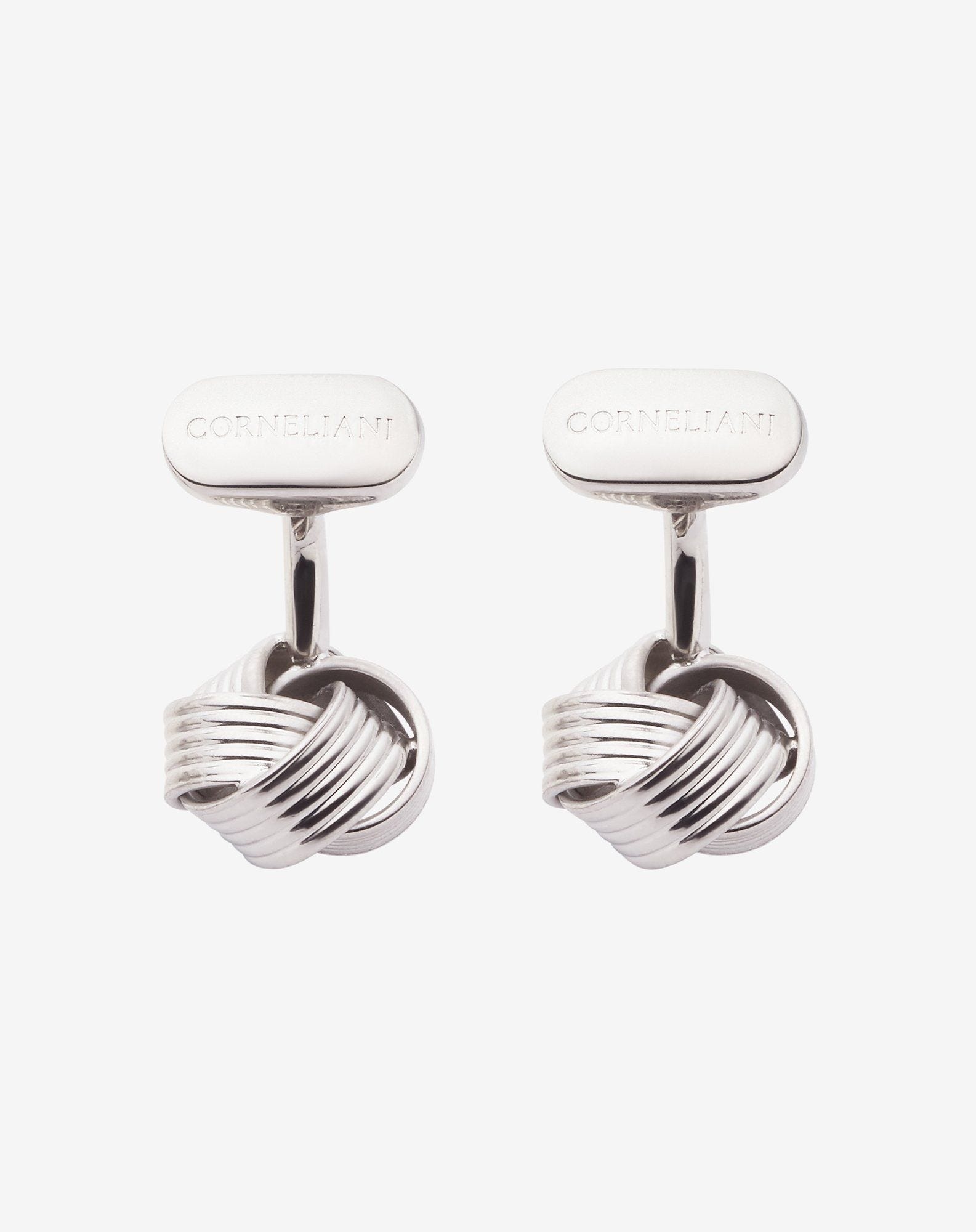 Silver-colored brass knot cufflinks - 1