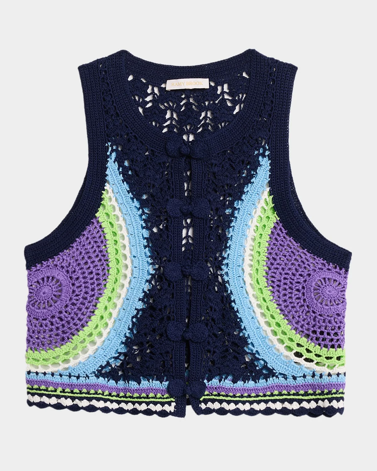Adriana Crocheted Sleeveless Sweater - 1