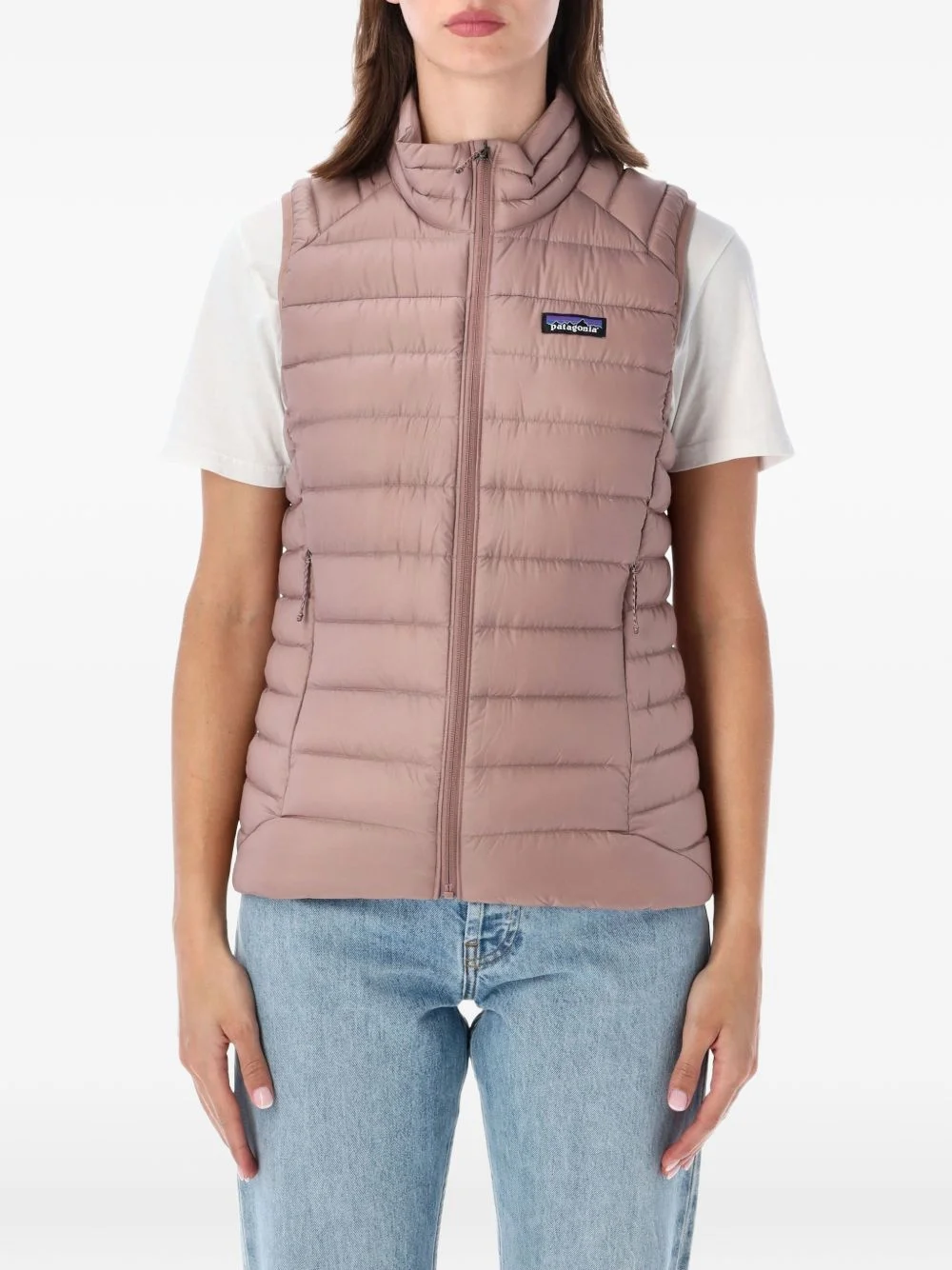 Sweater logo-patch down vest - 1