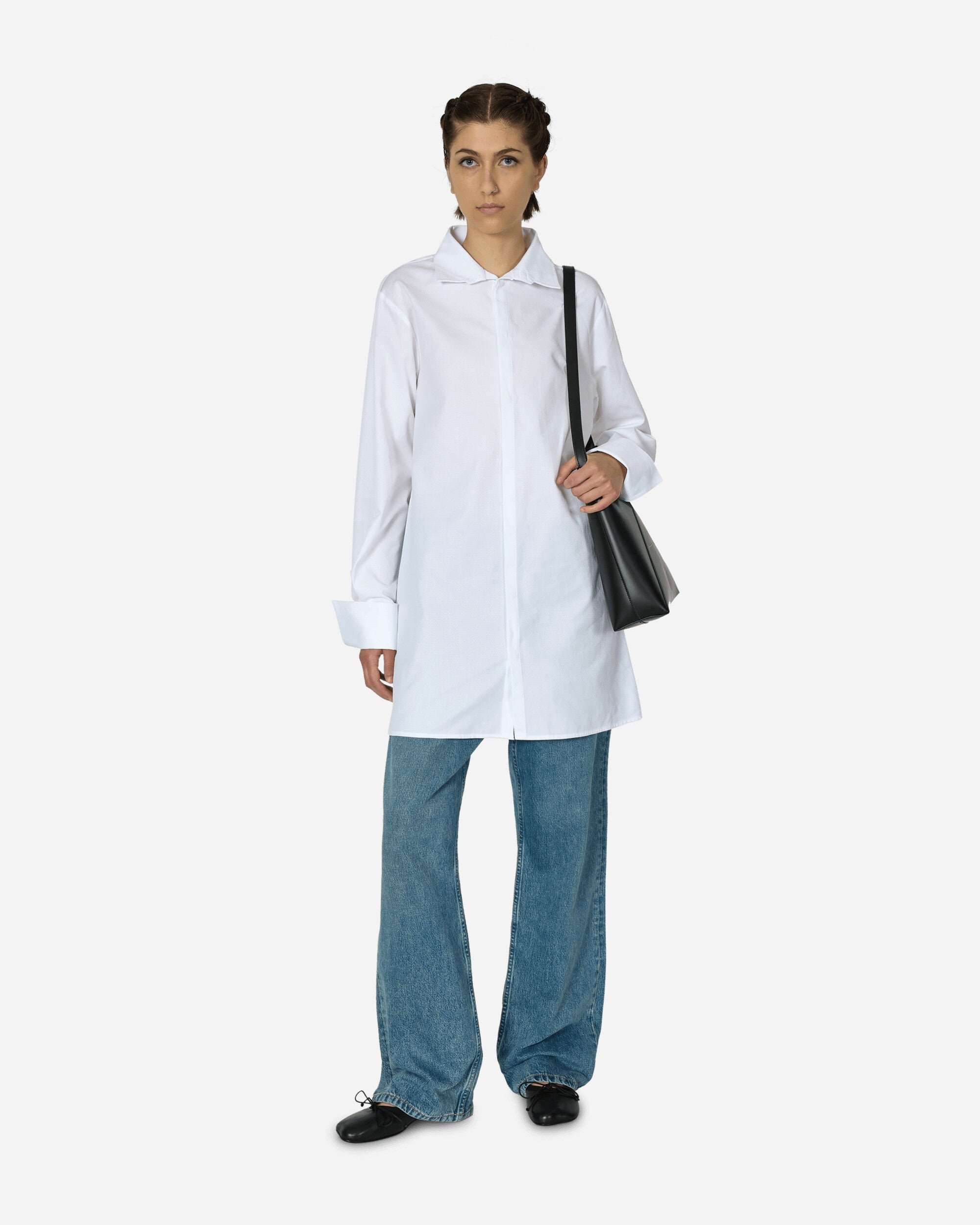 Wide Sleeved Stripy Poplin Shirt Off White - 4