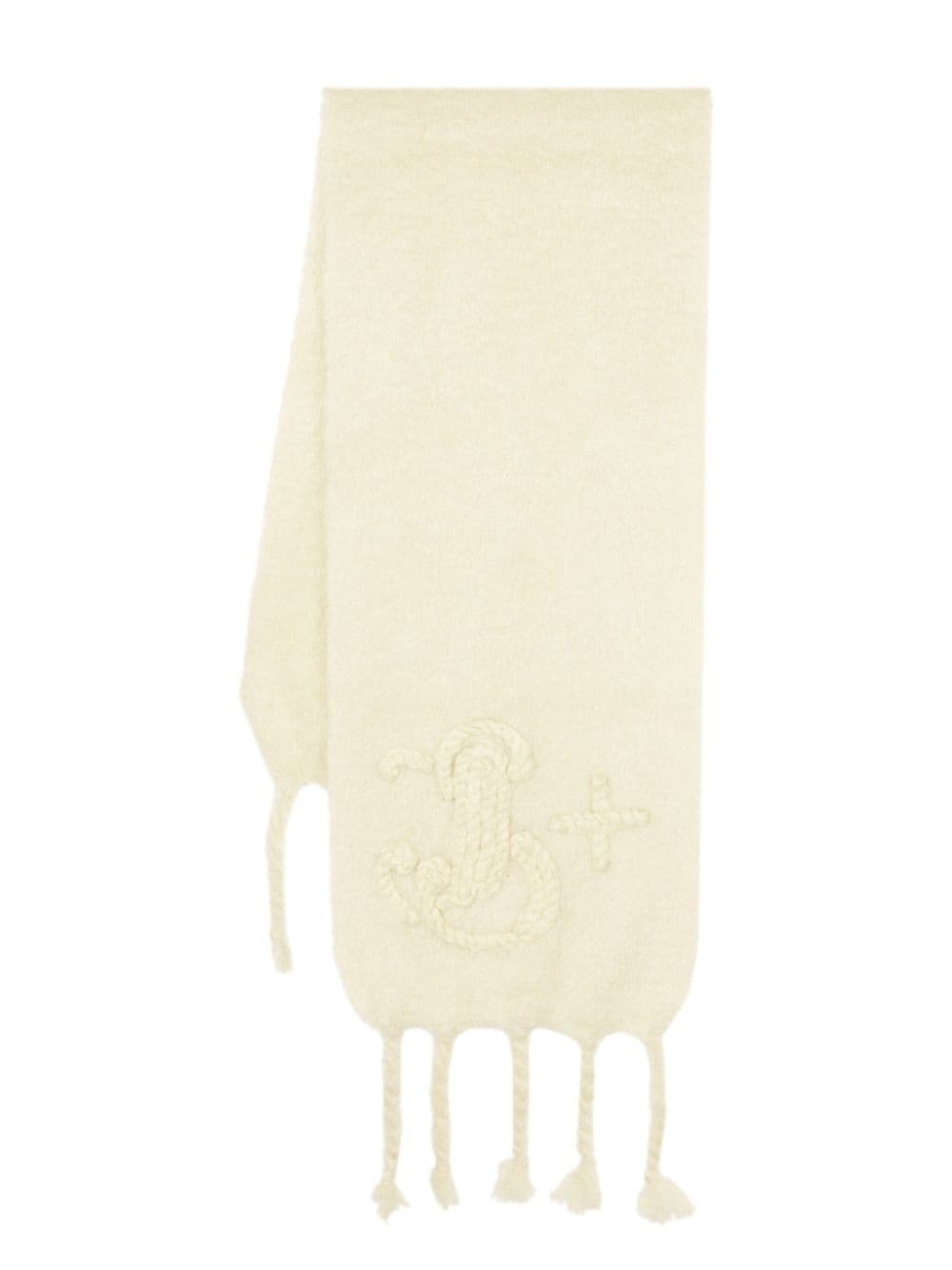 logo-embroidered chunky-knit scarf - 1