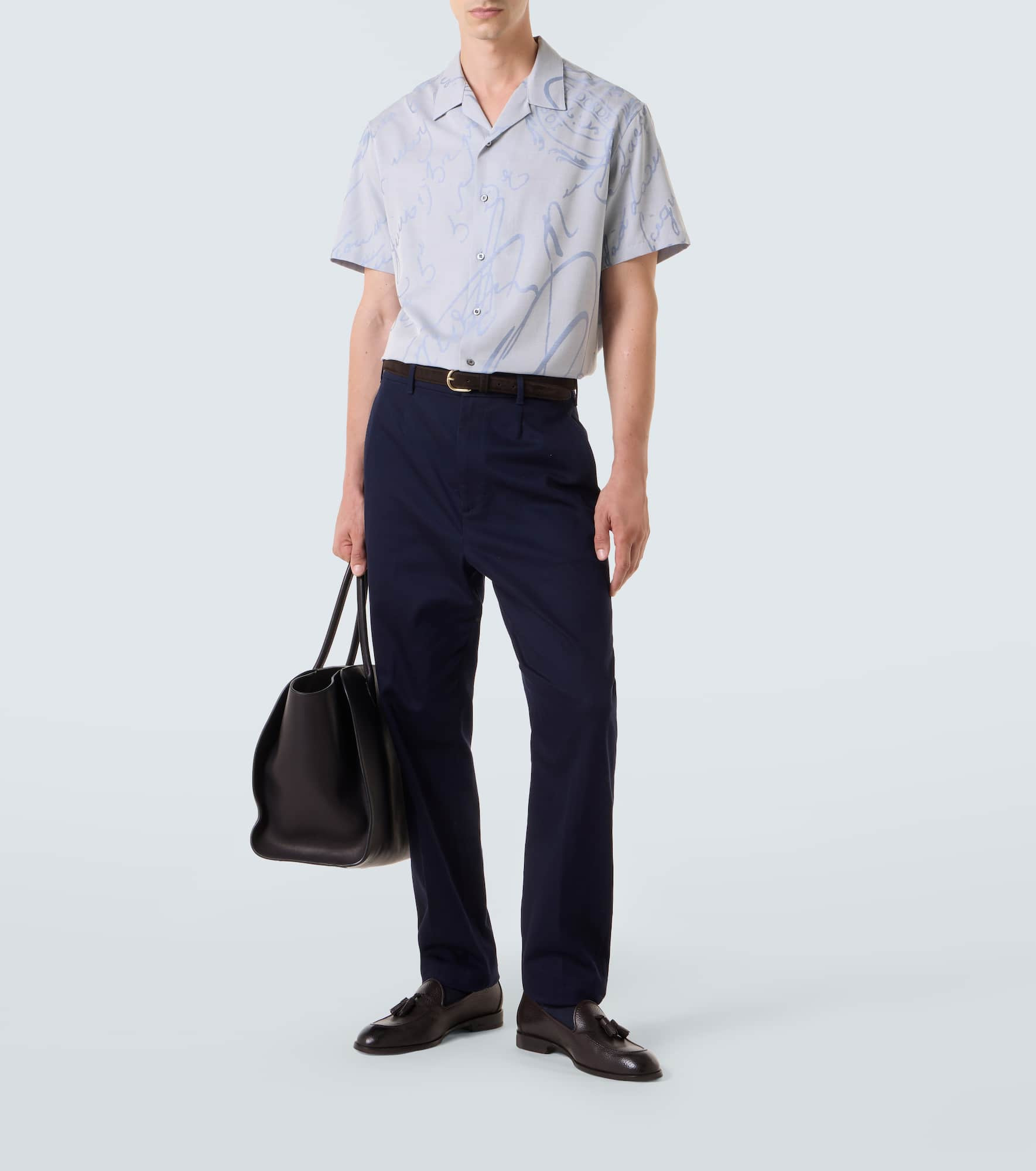 Printed cotton, wool, and silk bowling shirt - 2