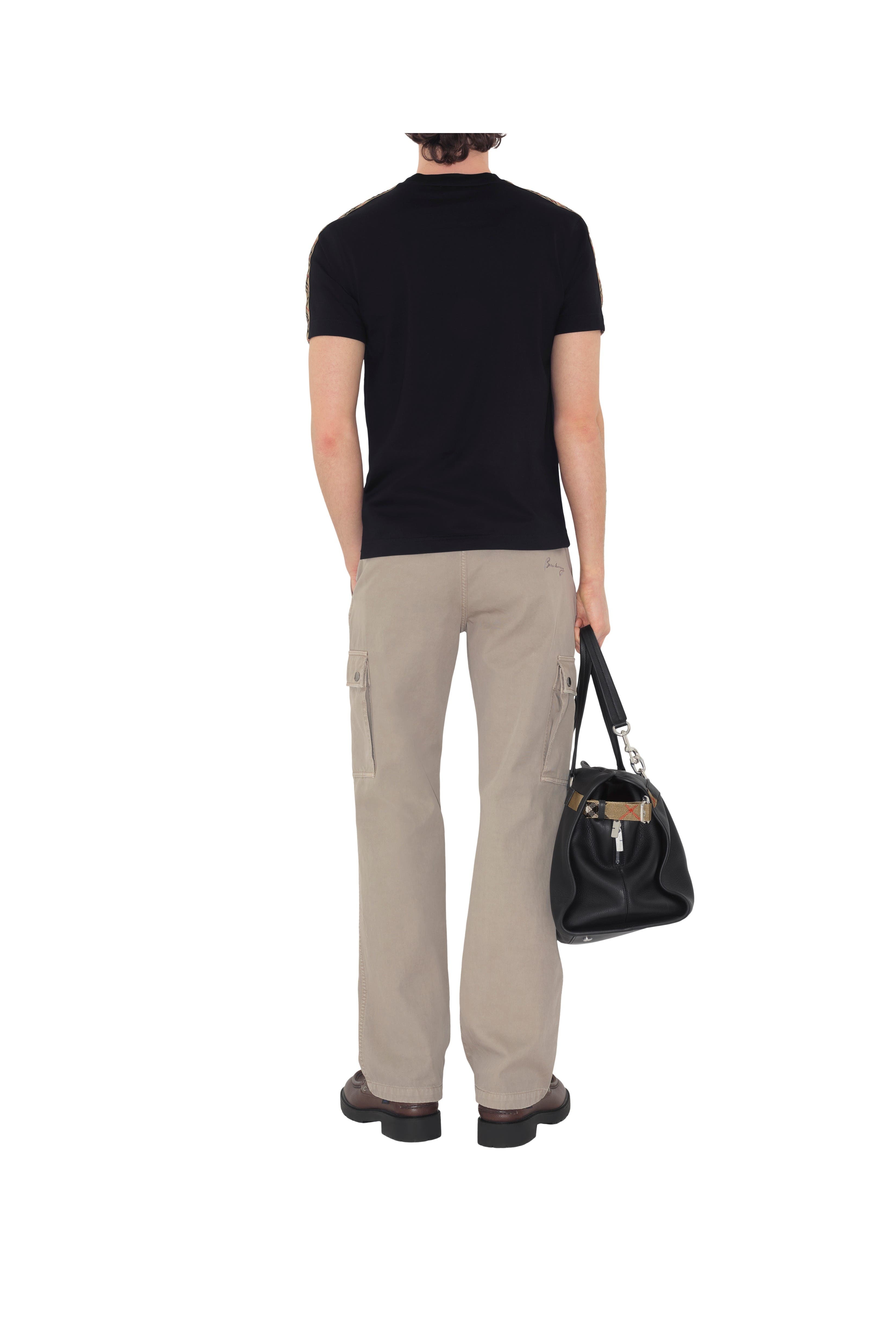 burberry Check Trim Cotton T-shirt in Black at Nordstrom - 5