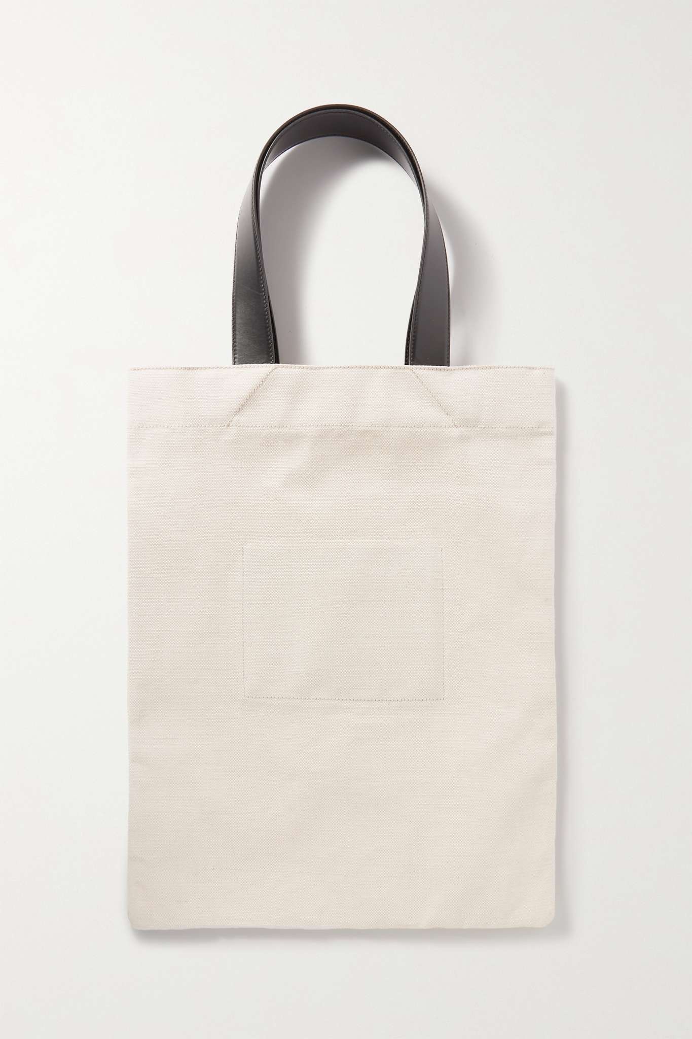 Book leather-trimmed logo-print canvas tote - 3