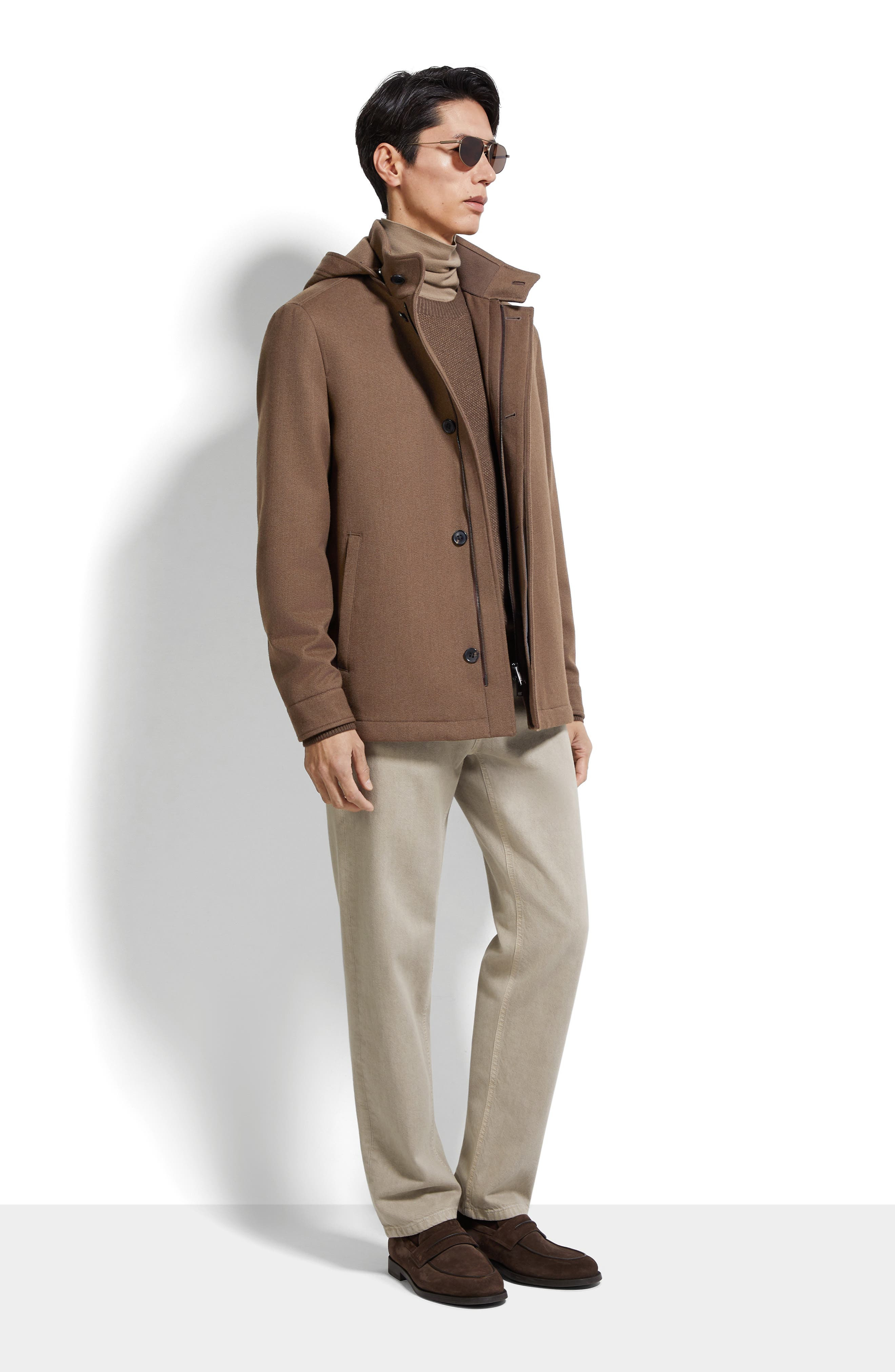 ZEGNA Wool & Cashmere Jacket in Brown Melange at Nordstrom - 5