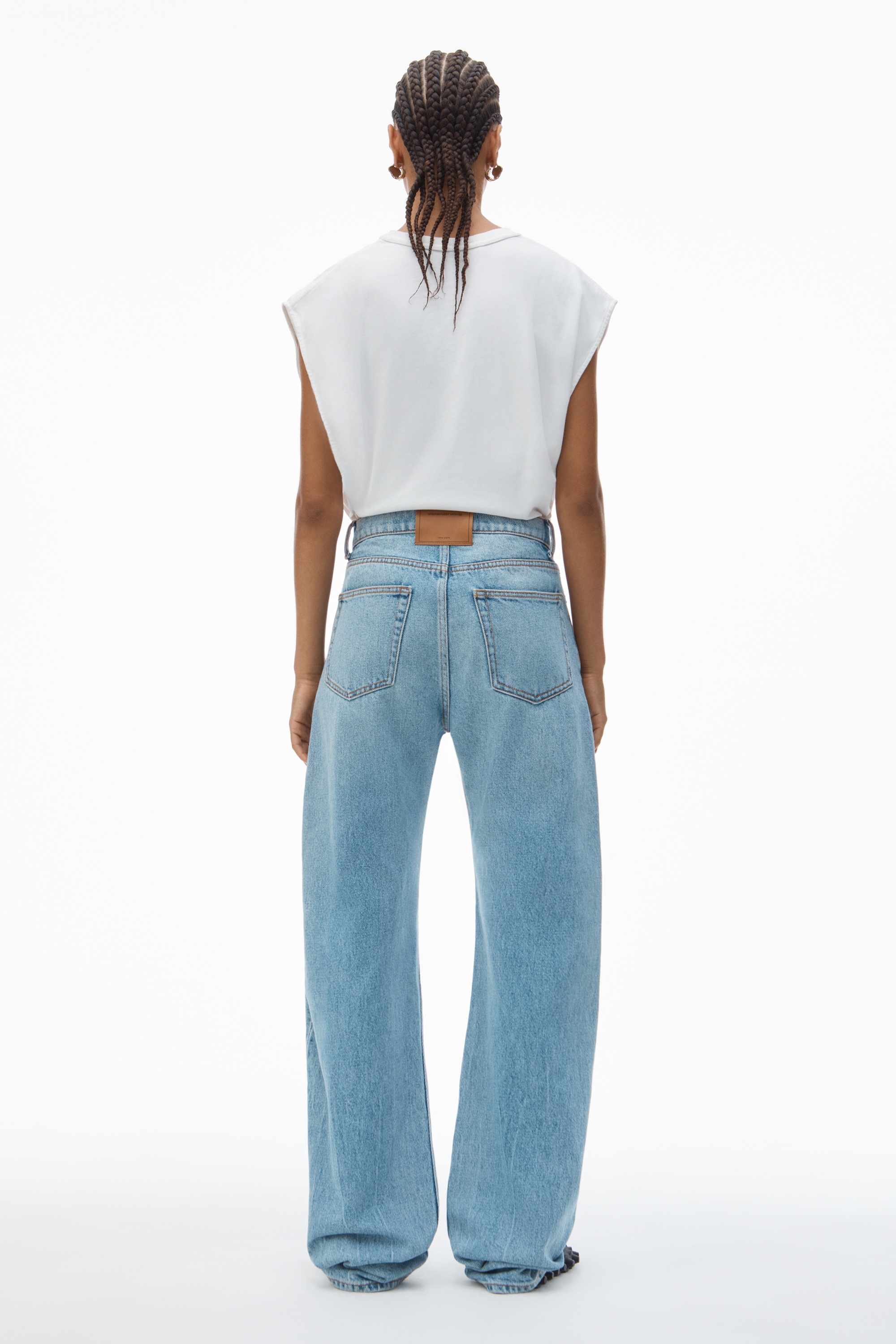 Articulated Denim Jeans with High-Frequency Logo - 4